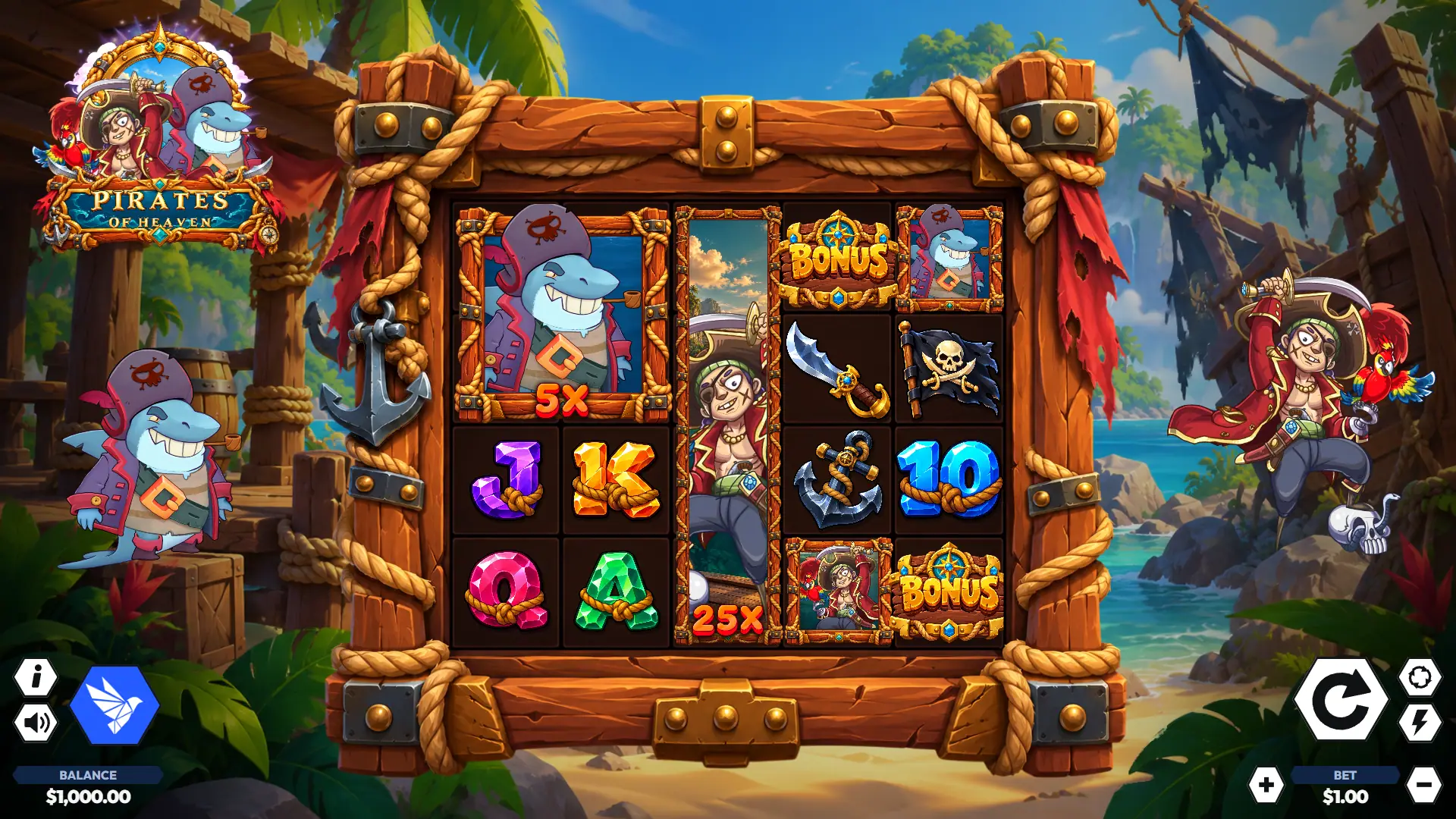 Pirates of Heaven slot gameplay reels