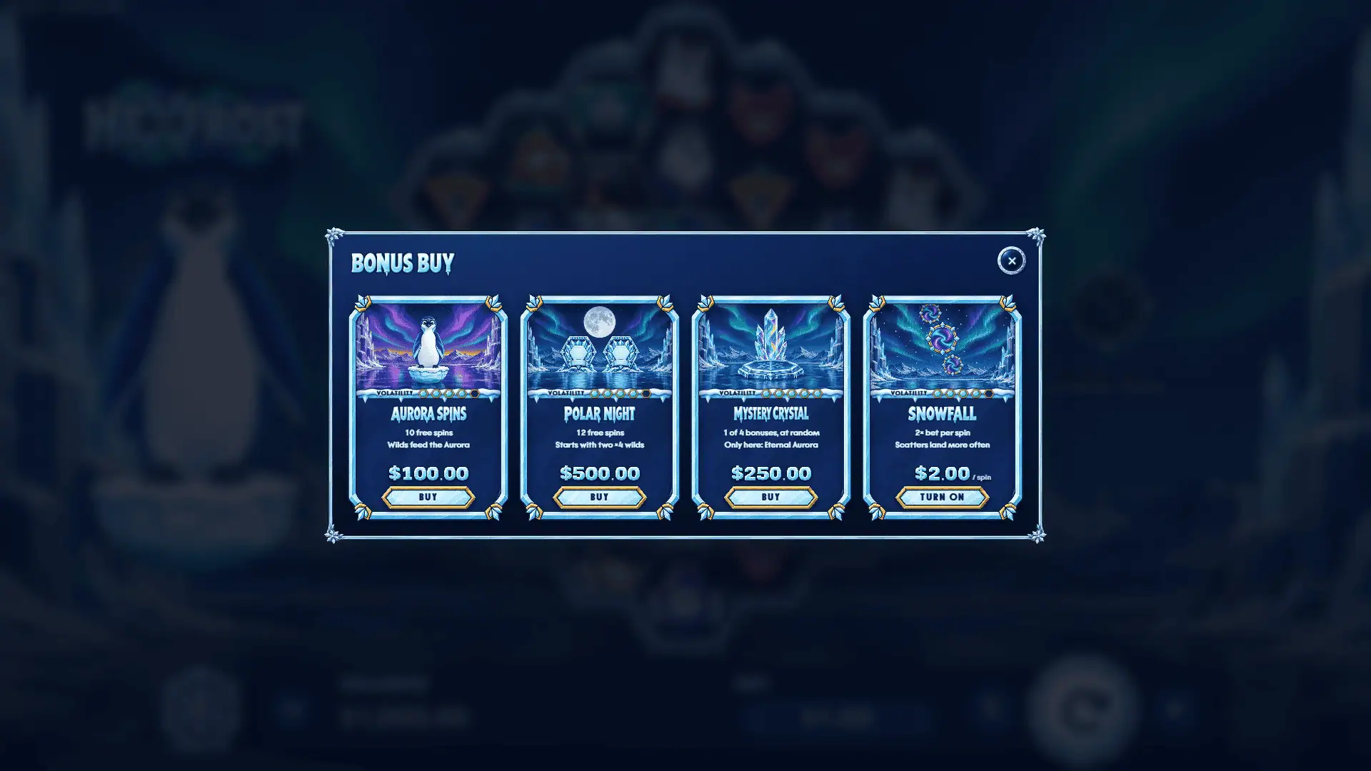 Hexfrost bonus buy menu