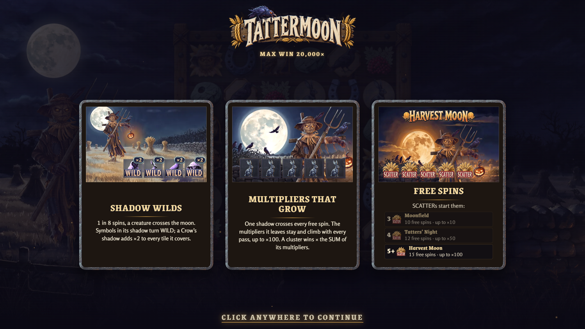 Tattermoon slot intro screen