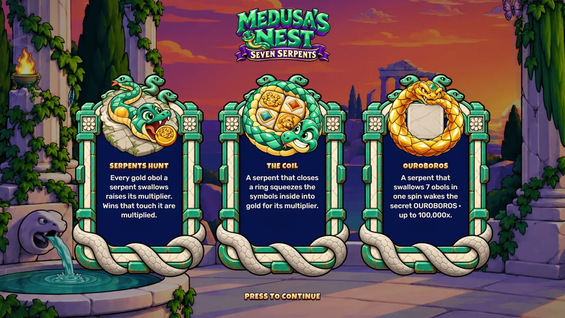 Medusa's Nest slot intro screen