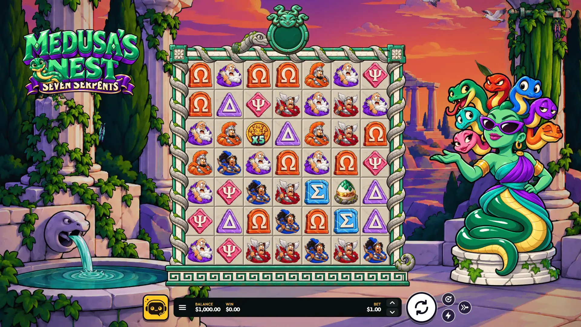 Medusa's Nest slot gameplay reels