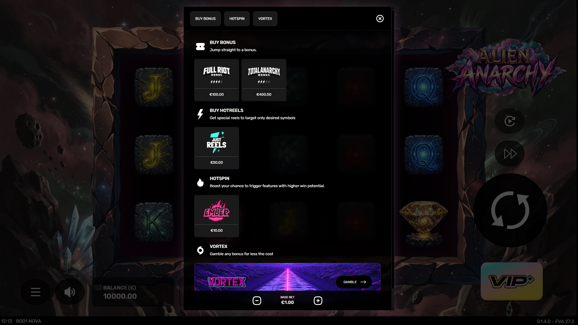 Alien Anarchy bonus buy menu