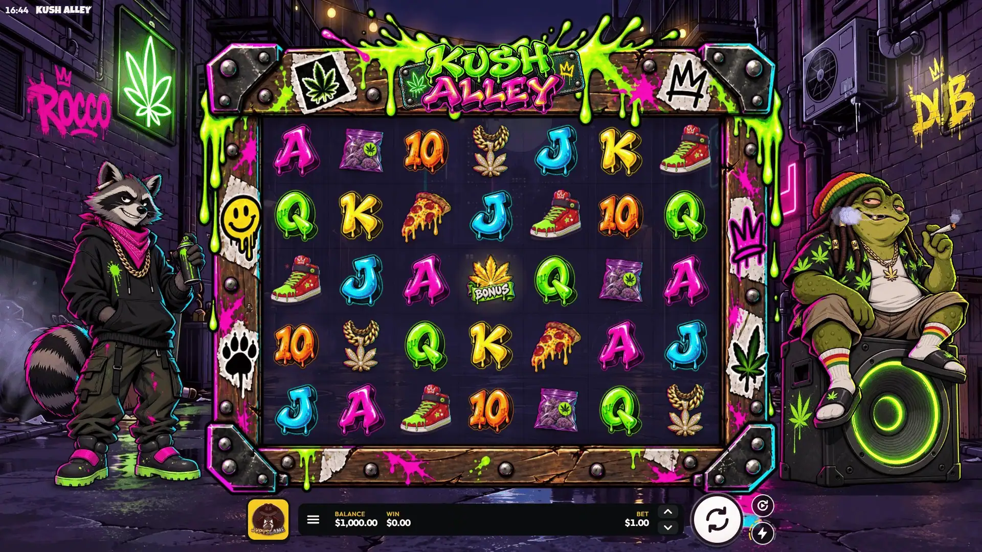 Kush Alley slot gameplay reels