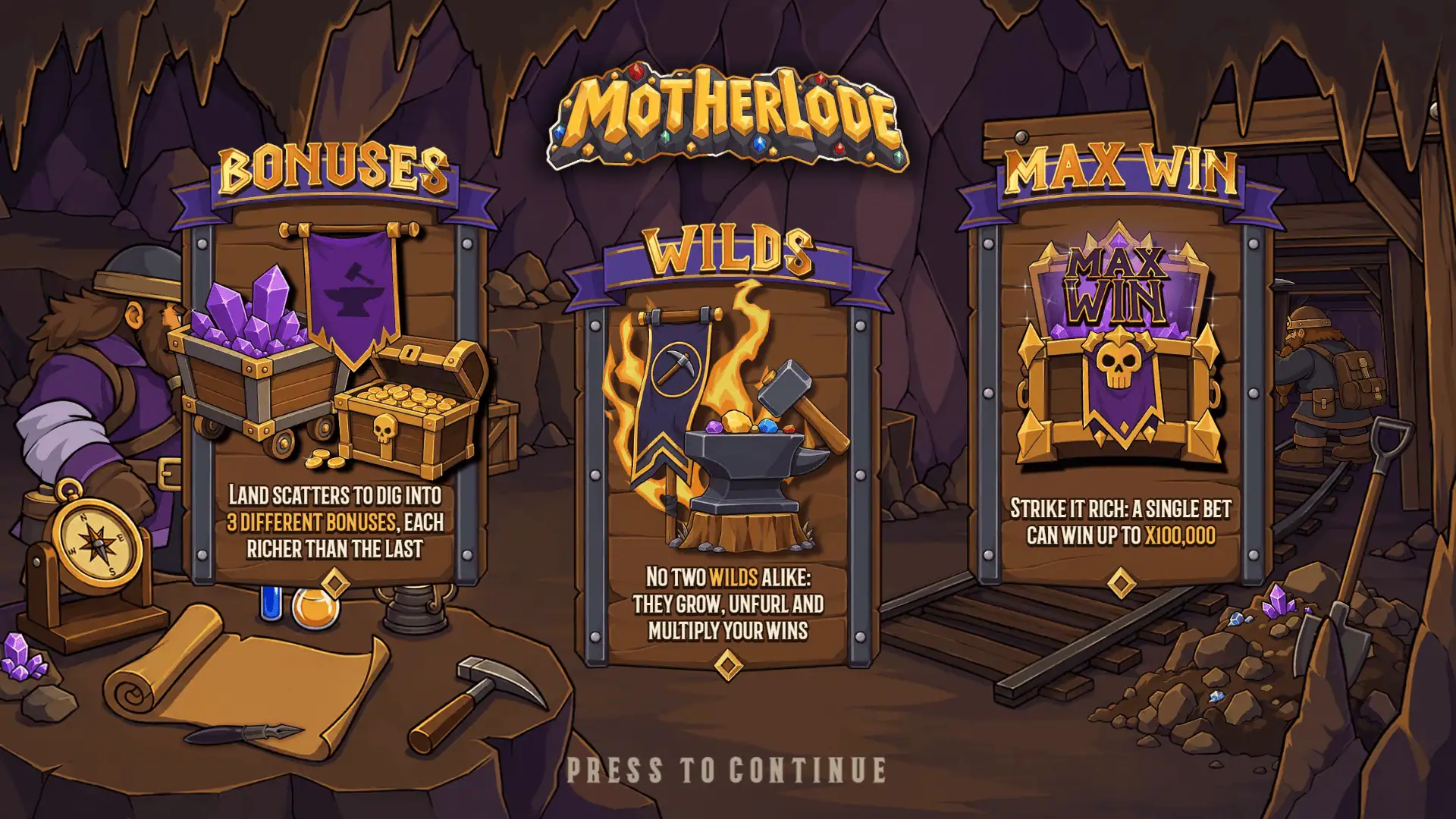 Motherlode slot intro screen