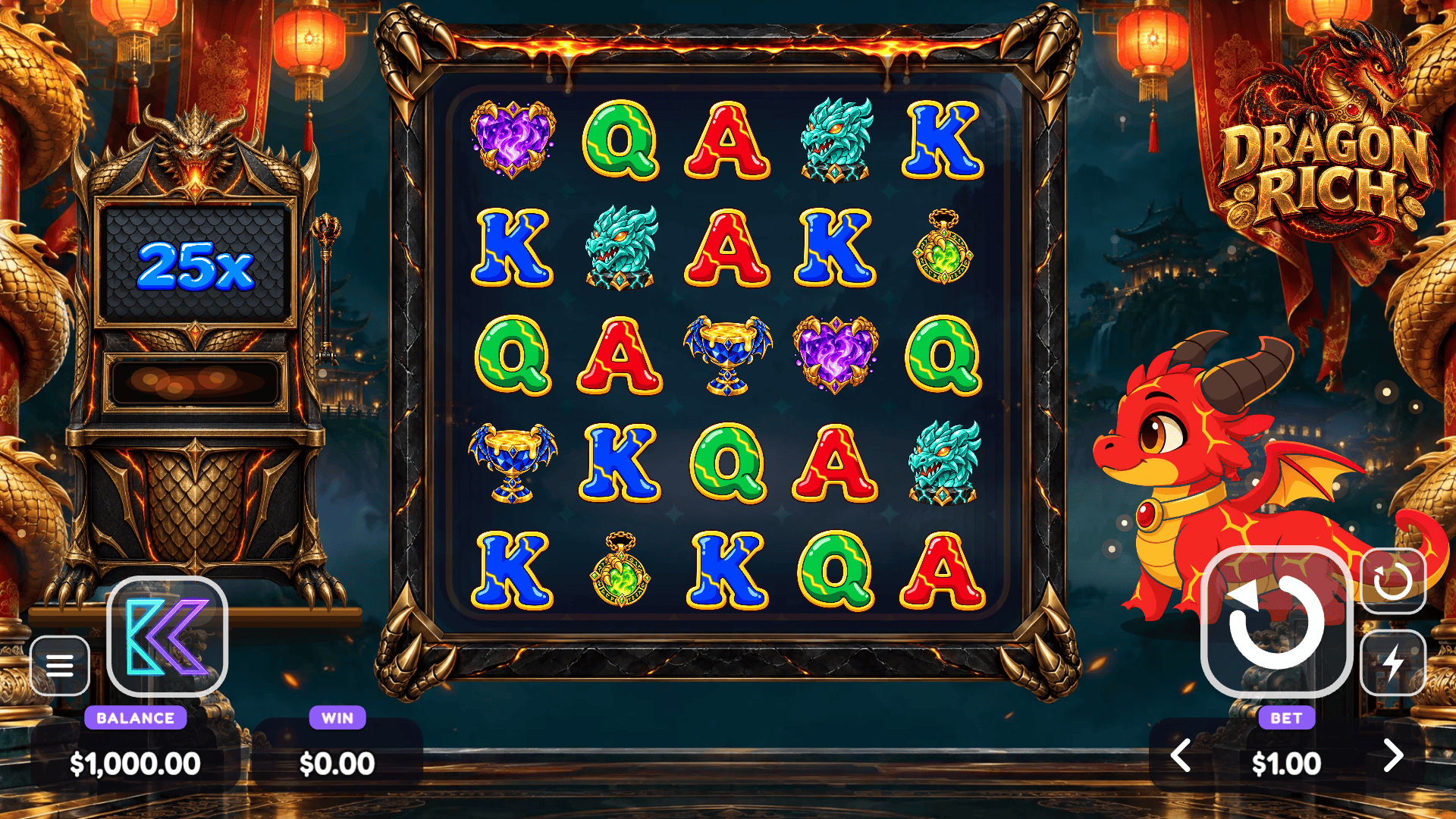 Dragon Rich slot gameplay reels