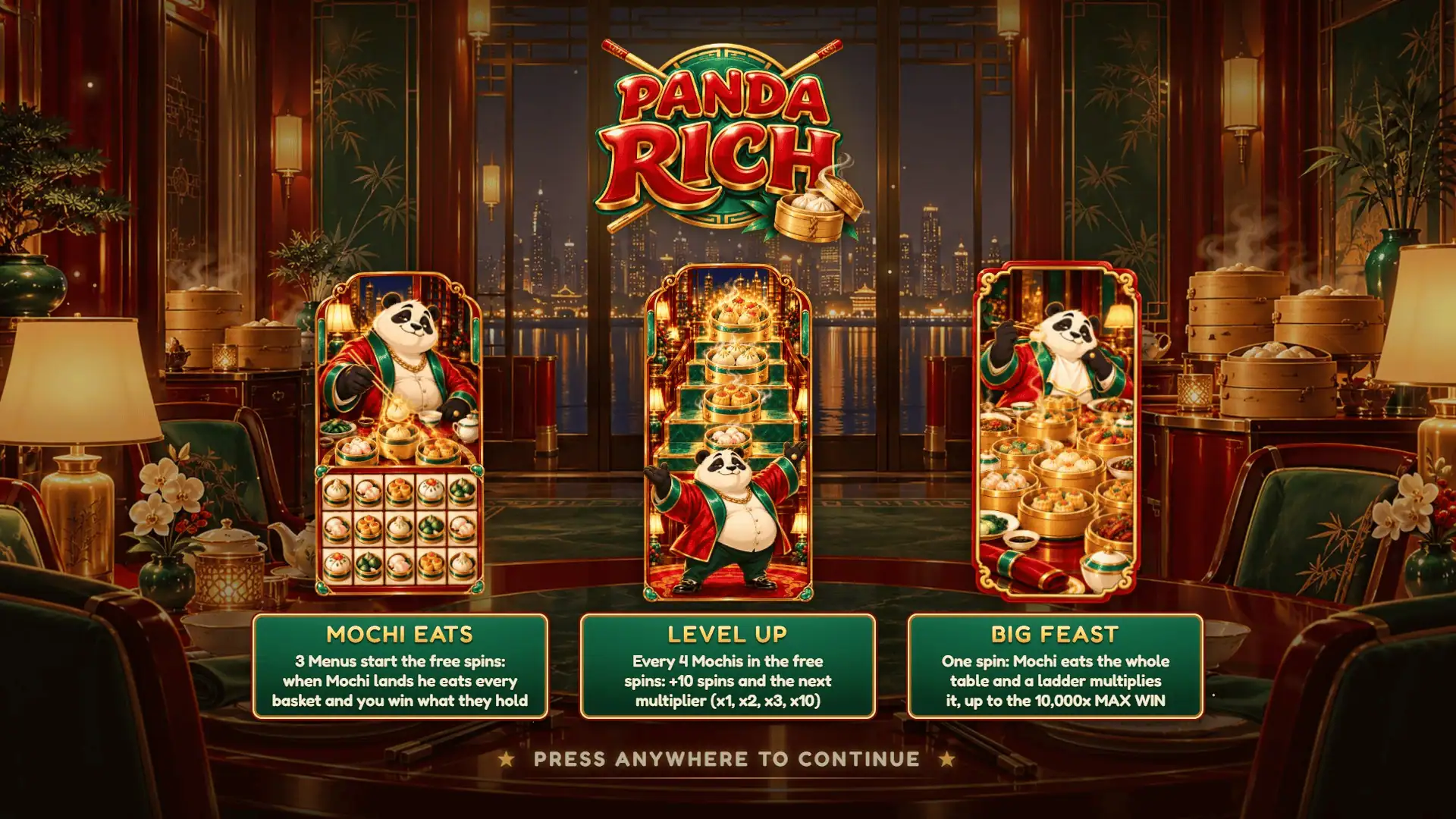 Panda Rich slot intro screen