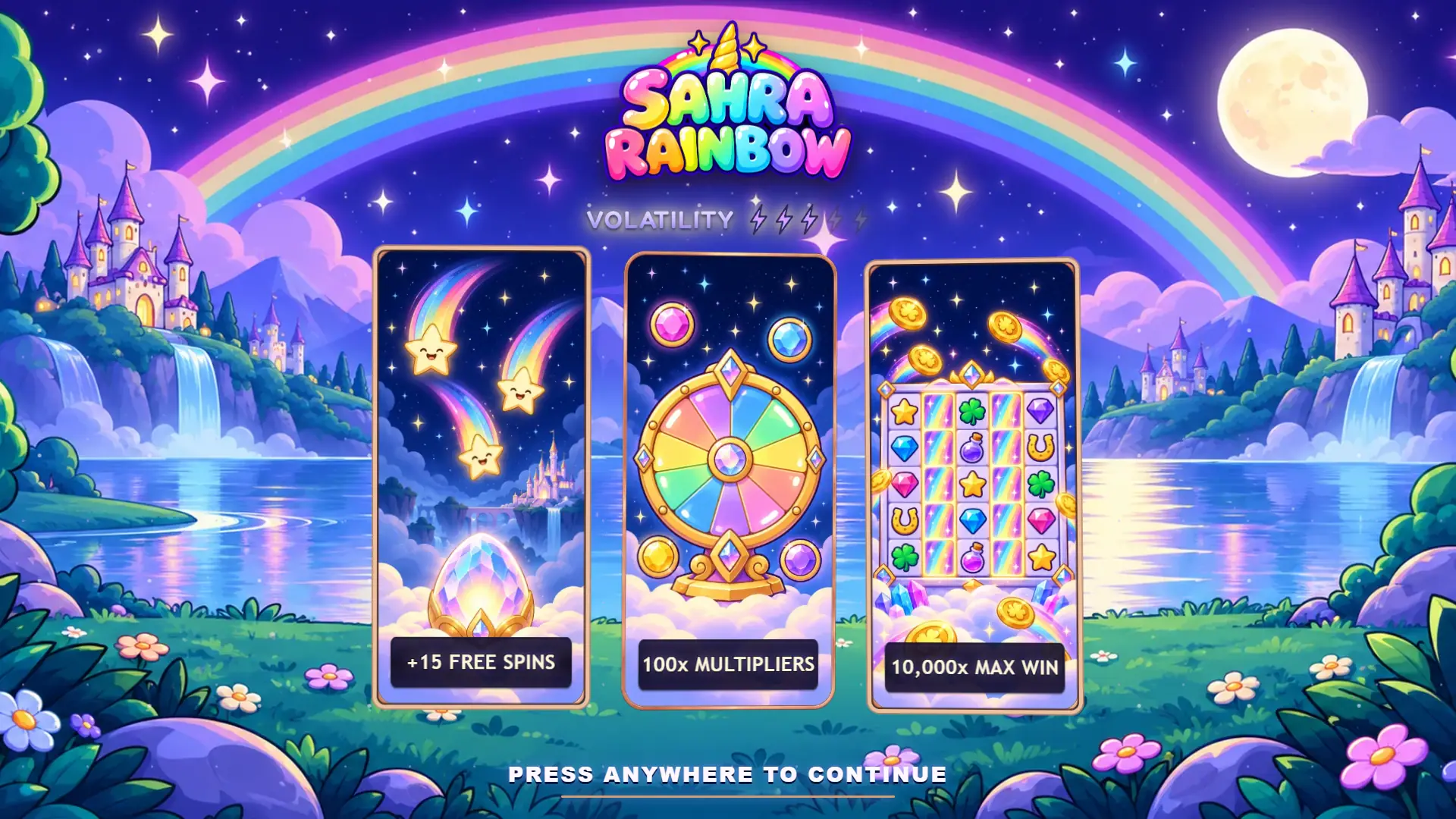 Sahra Rainbow slot intro screen