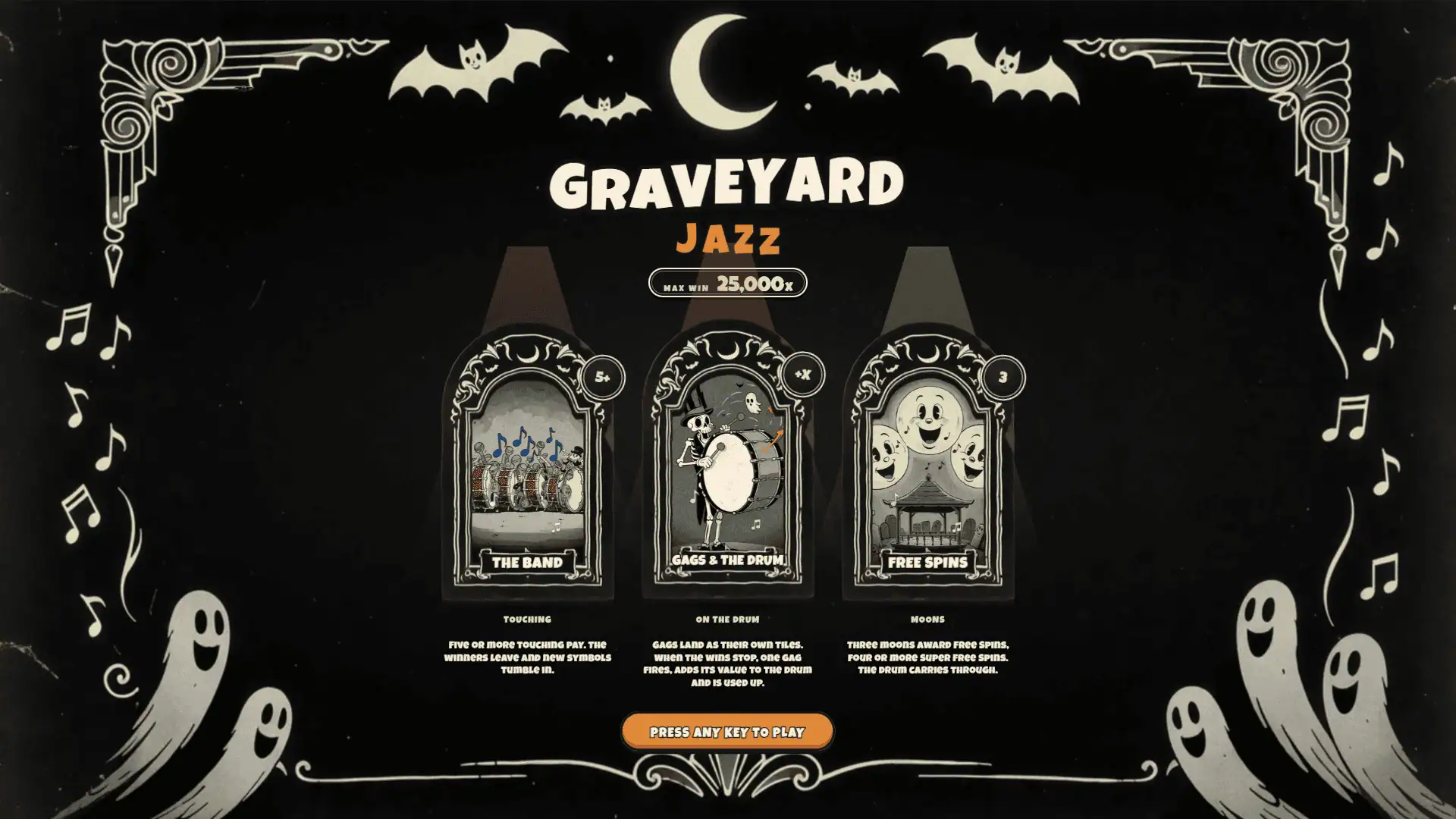 Graveyard Jazz slot intro screen