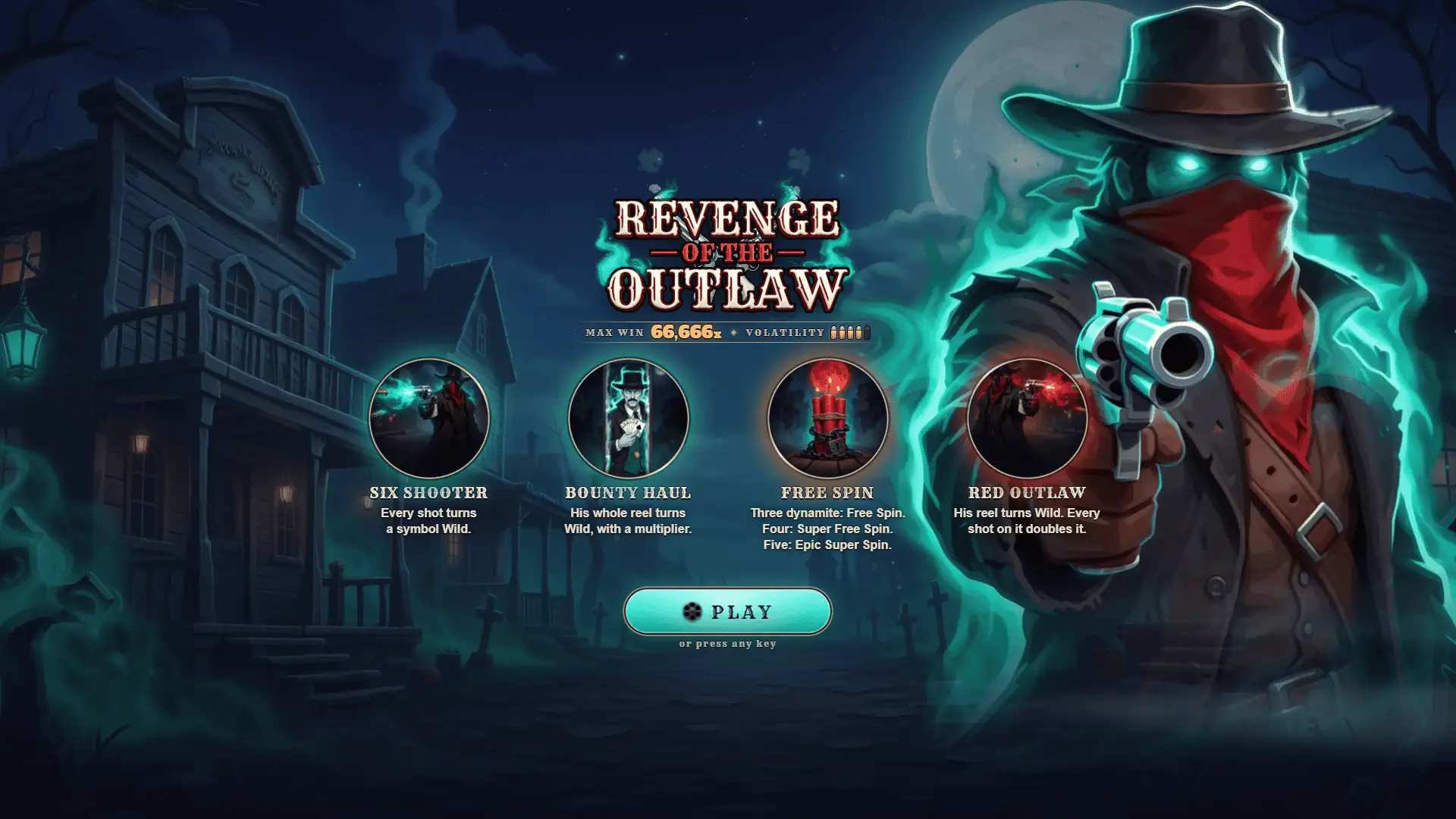 Revenge of the Outlaw slot intro screen