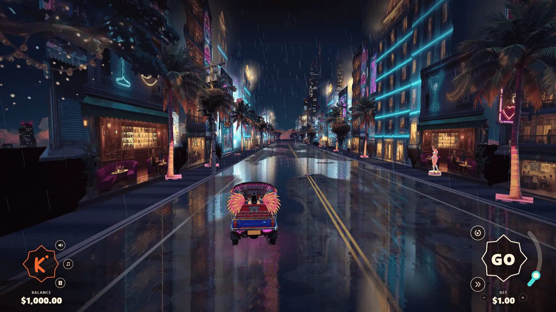 Tuk Tuk: Bangkok Nights slot gameplay on the road