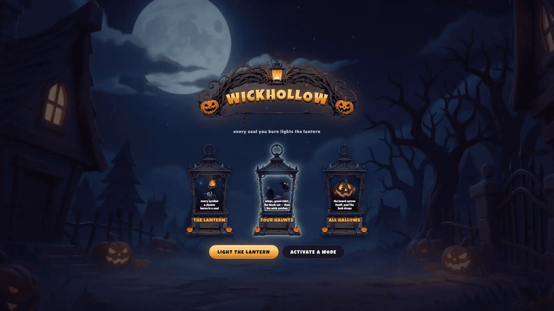 Wick Hollow slot intro screen