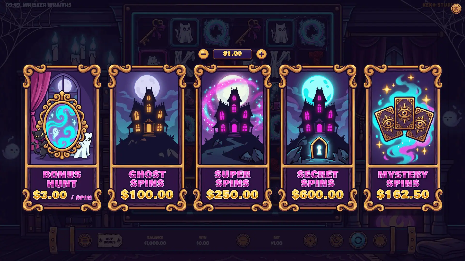Whisker Wraiths bonus buy menu
