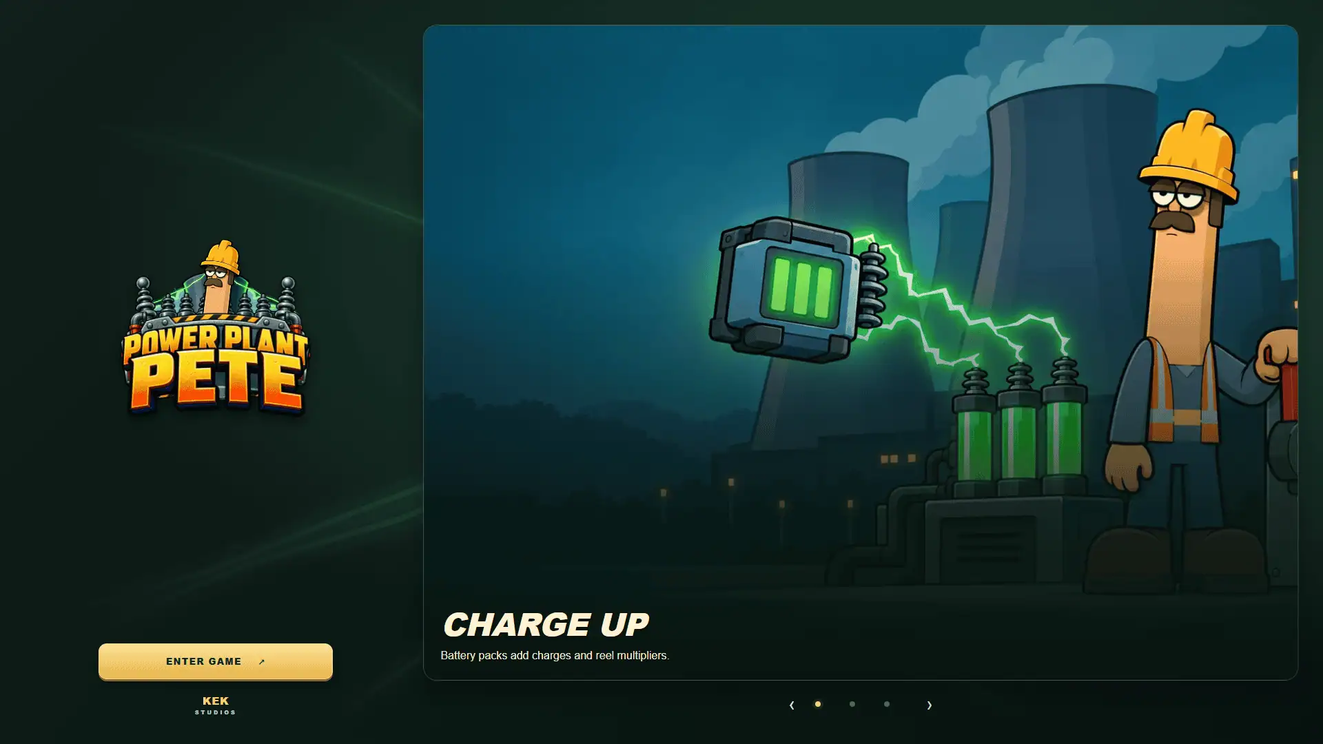 Power Plant Pete slot intro screen