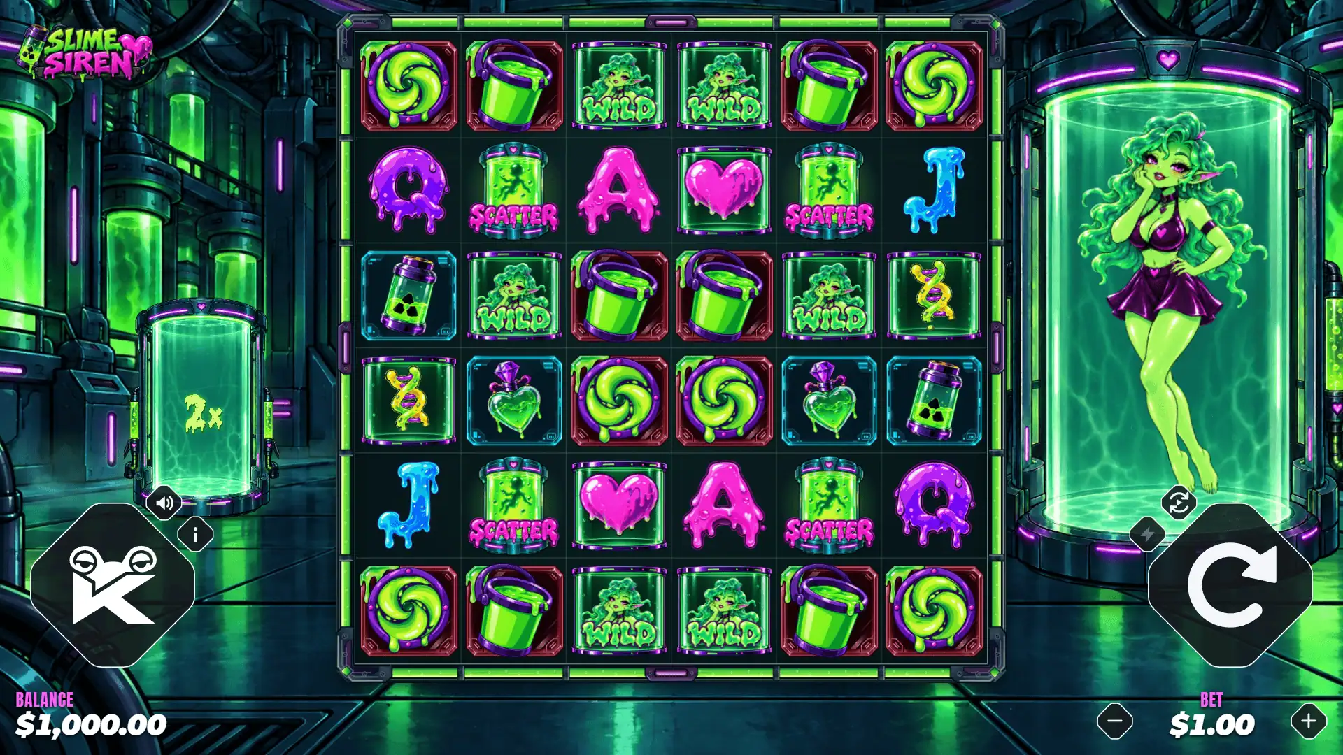 Slime Siren slot gameplay reels