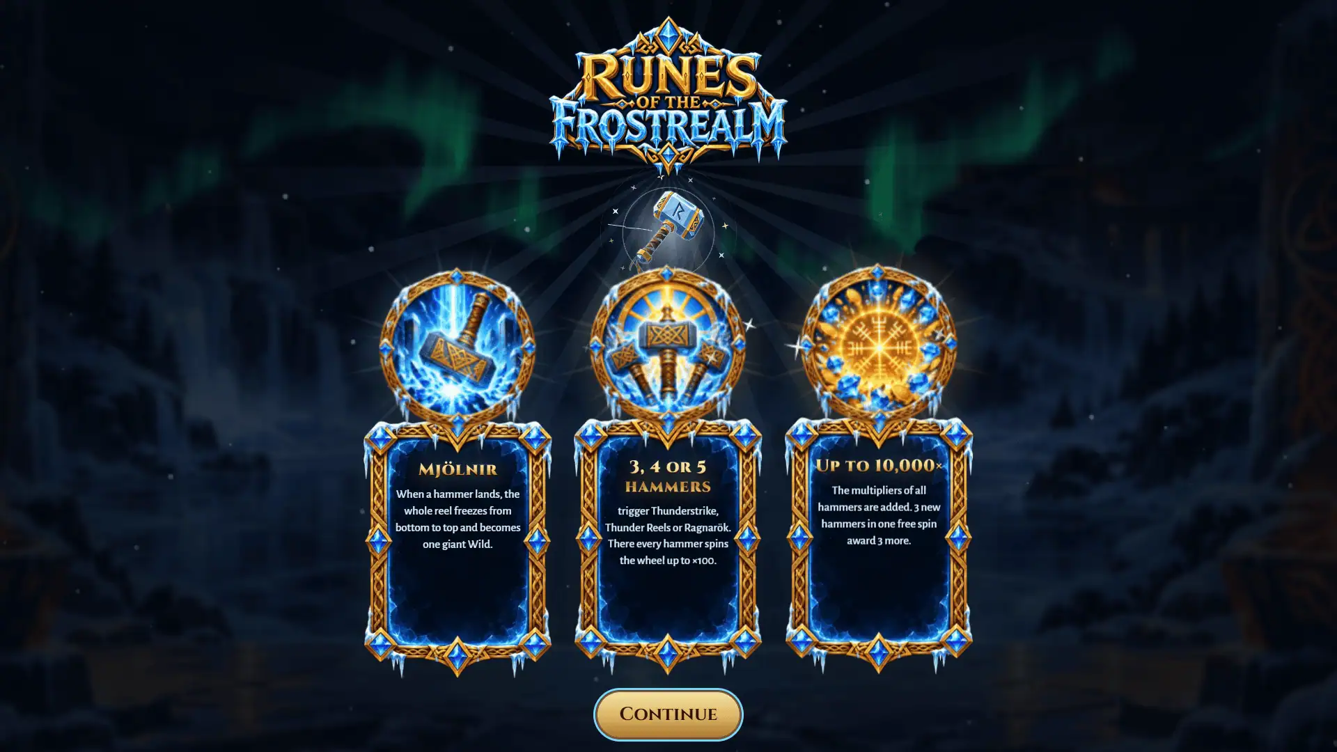 Runes of the Frostrealm slot intro screen