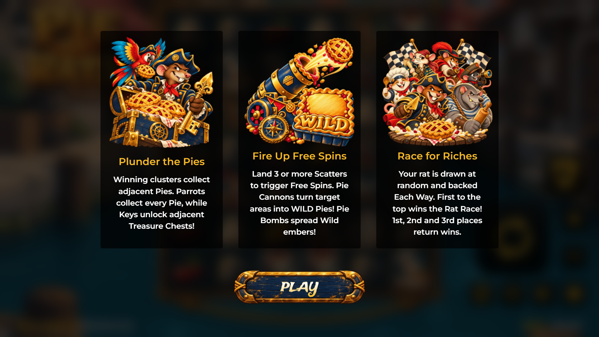 Pie Rats slot intro screen