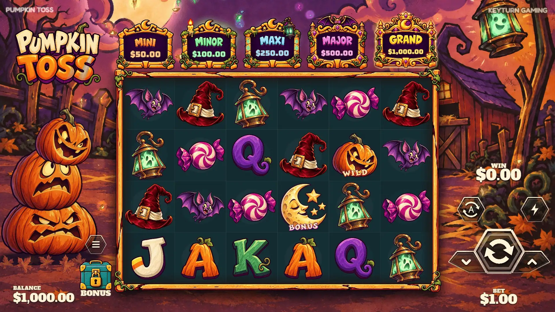 Pumpkin Toss slot gameplay reels