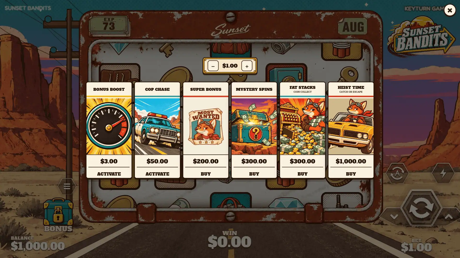 Sunset Bandits bonus buy menu
