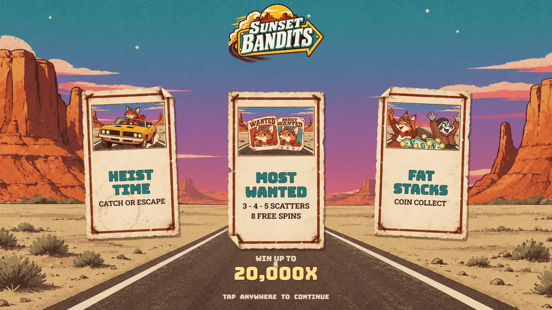 Sunset Bandits slot intro screen