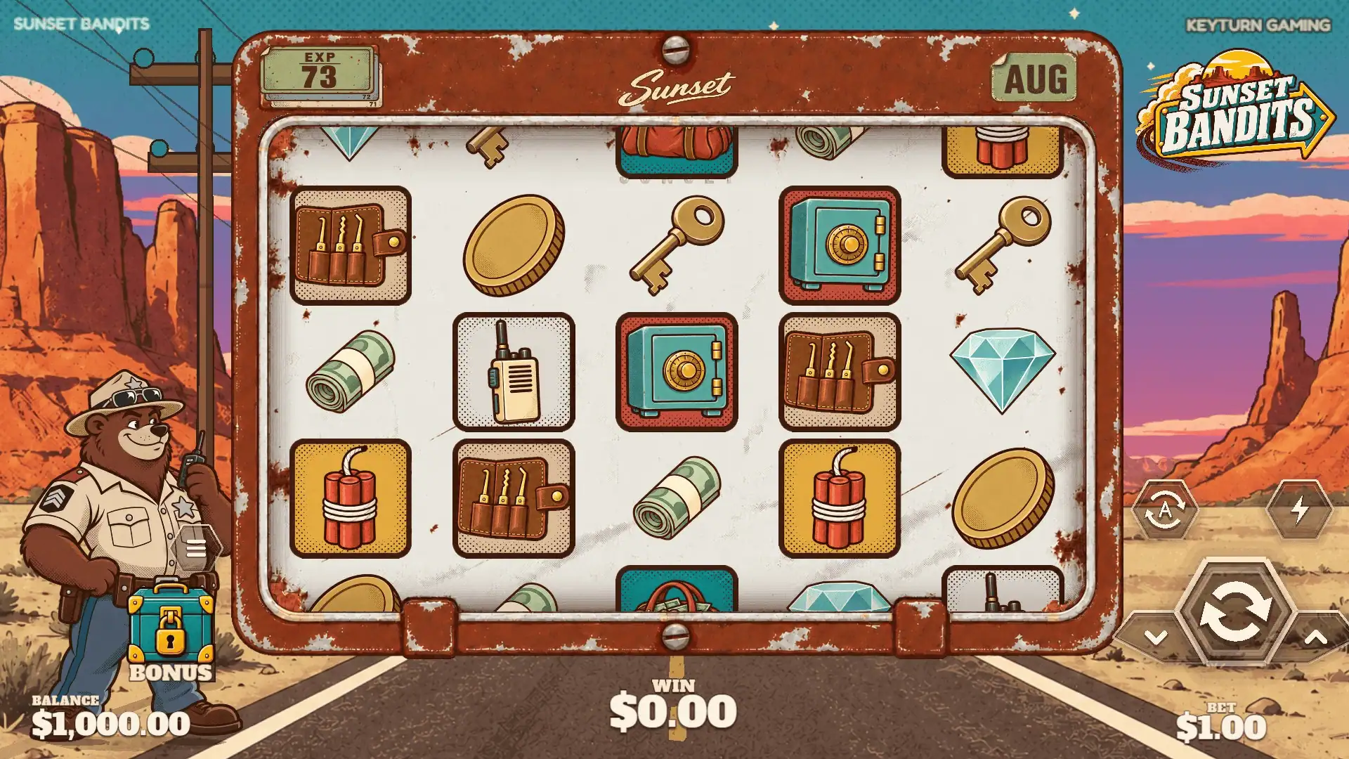 Sunset Bandits slot gameplay reels