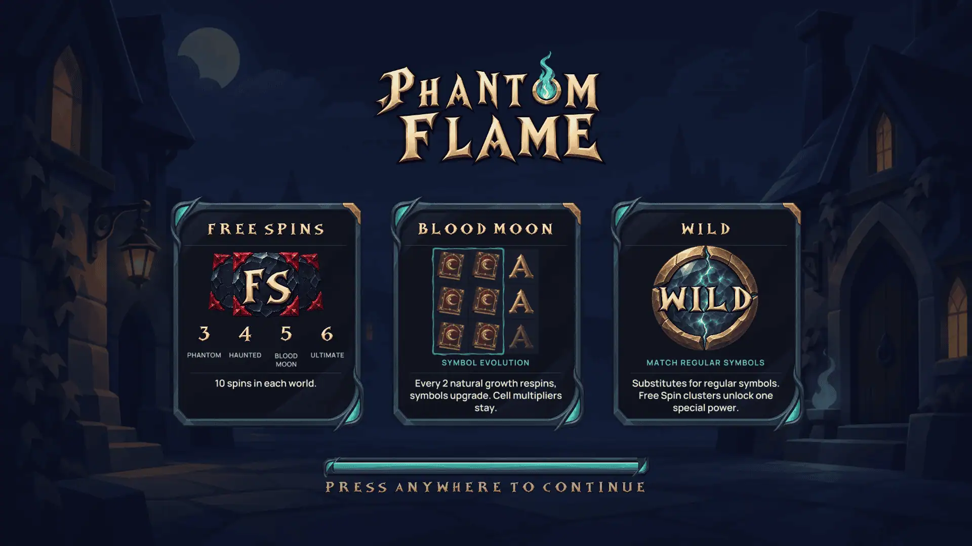 Phantom Flame slot intro screen