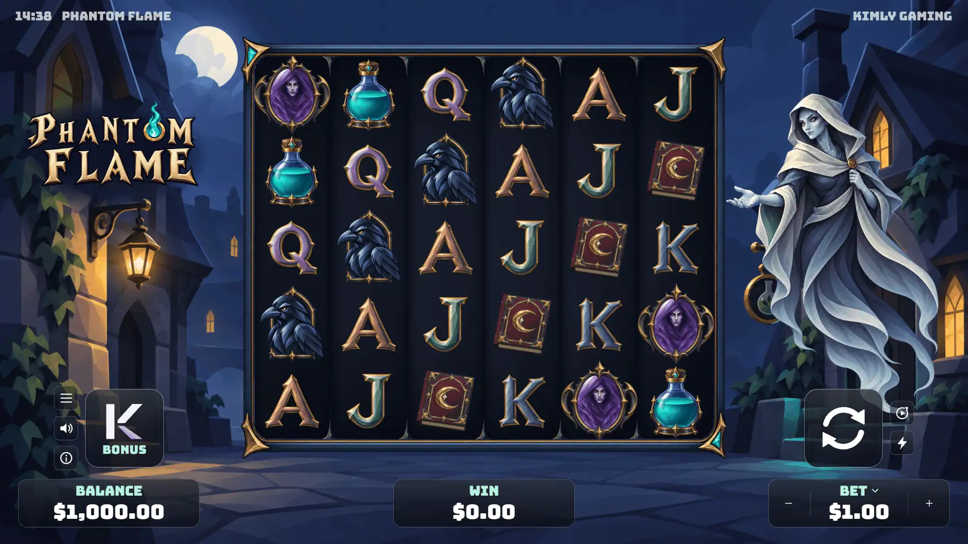 Phantom Flame slot gameplay reels