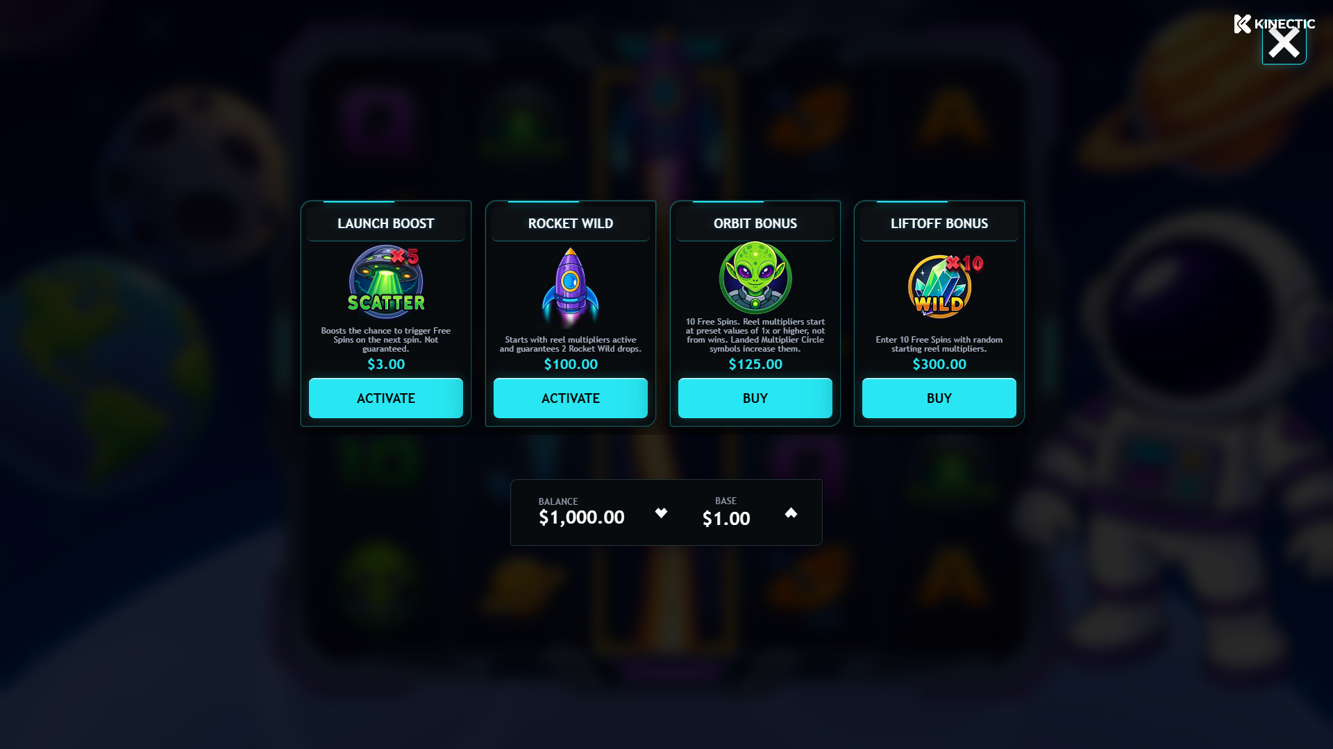 Rocket Liftoff bonus buy menu