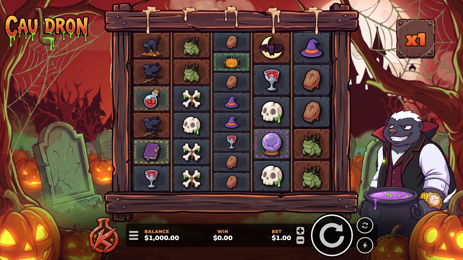 Cauldron slot gameplay reels