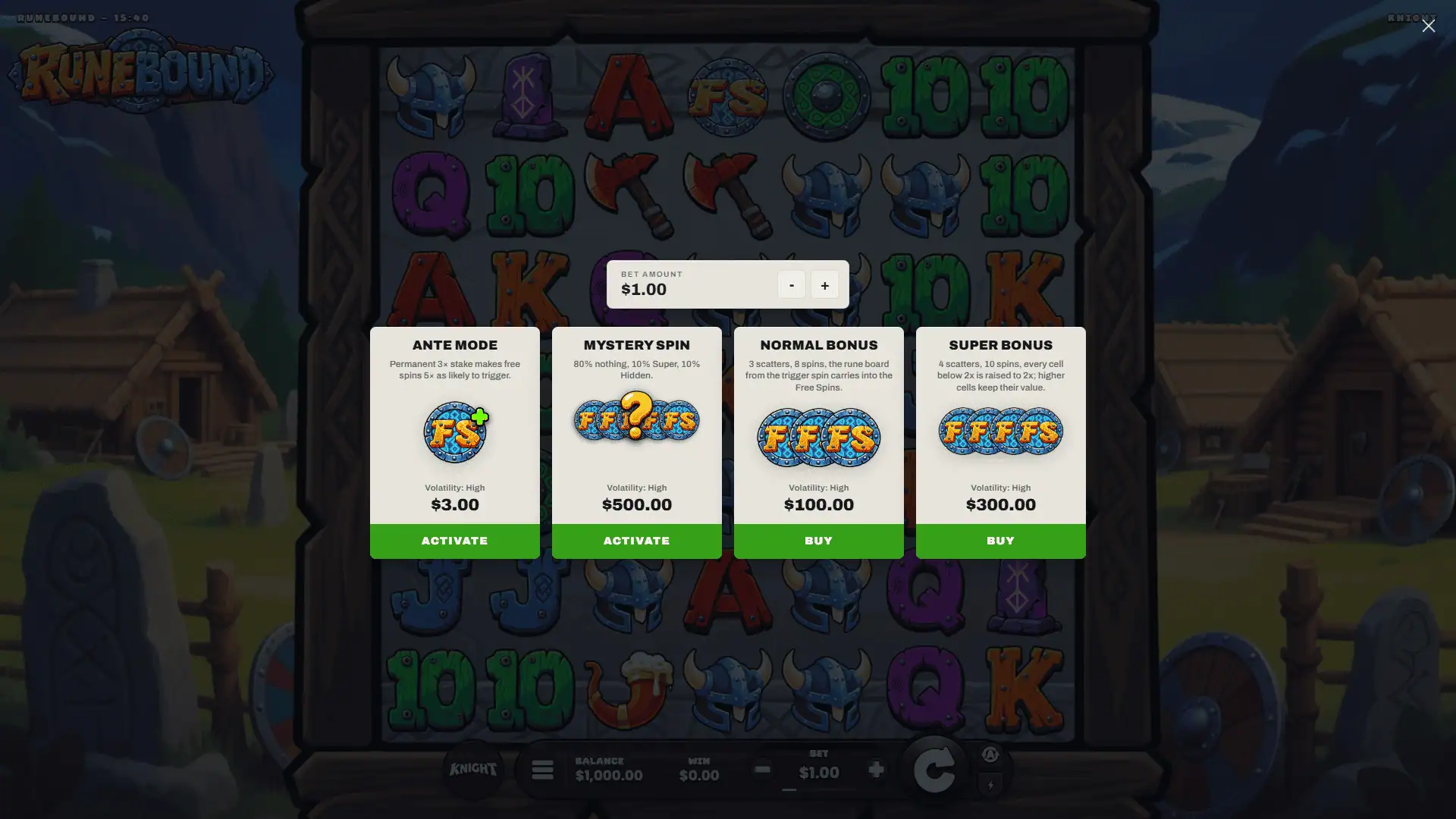 Runebound bonus buy menu