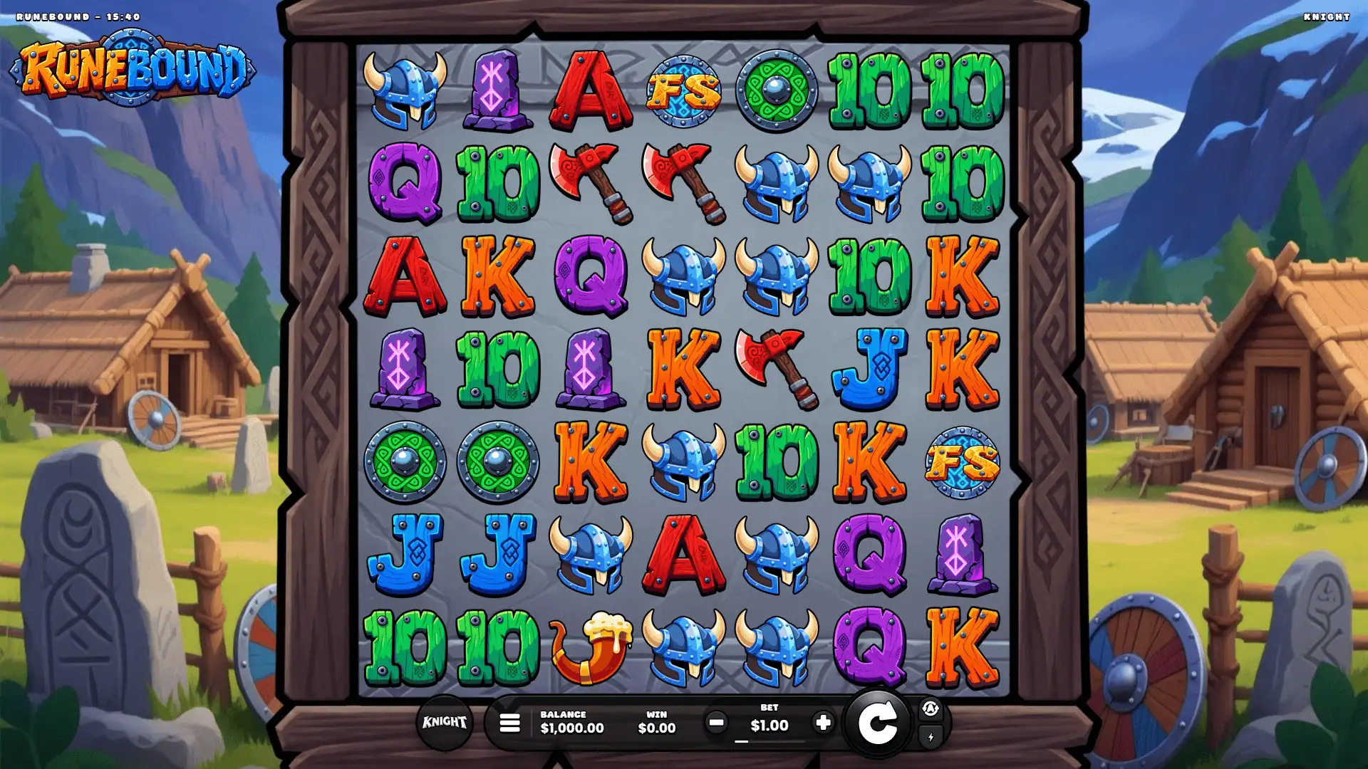 Runebound slot gameplay reels