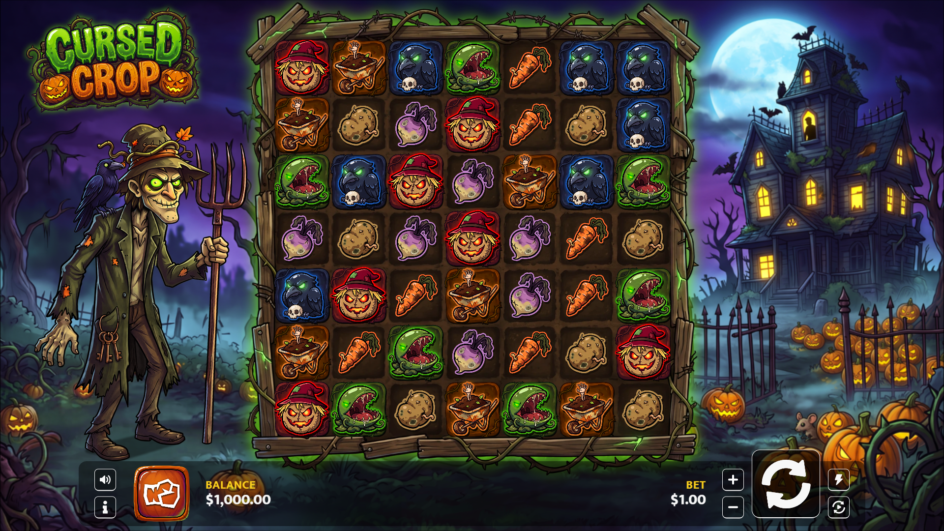Cursed Crop slot gameplay reels