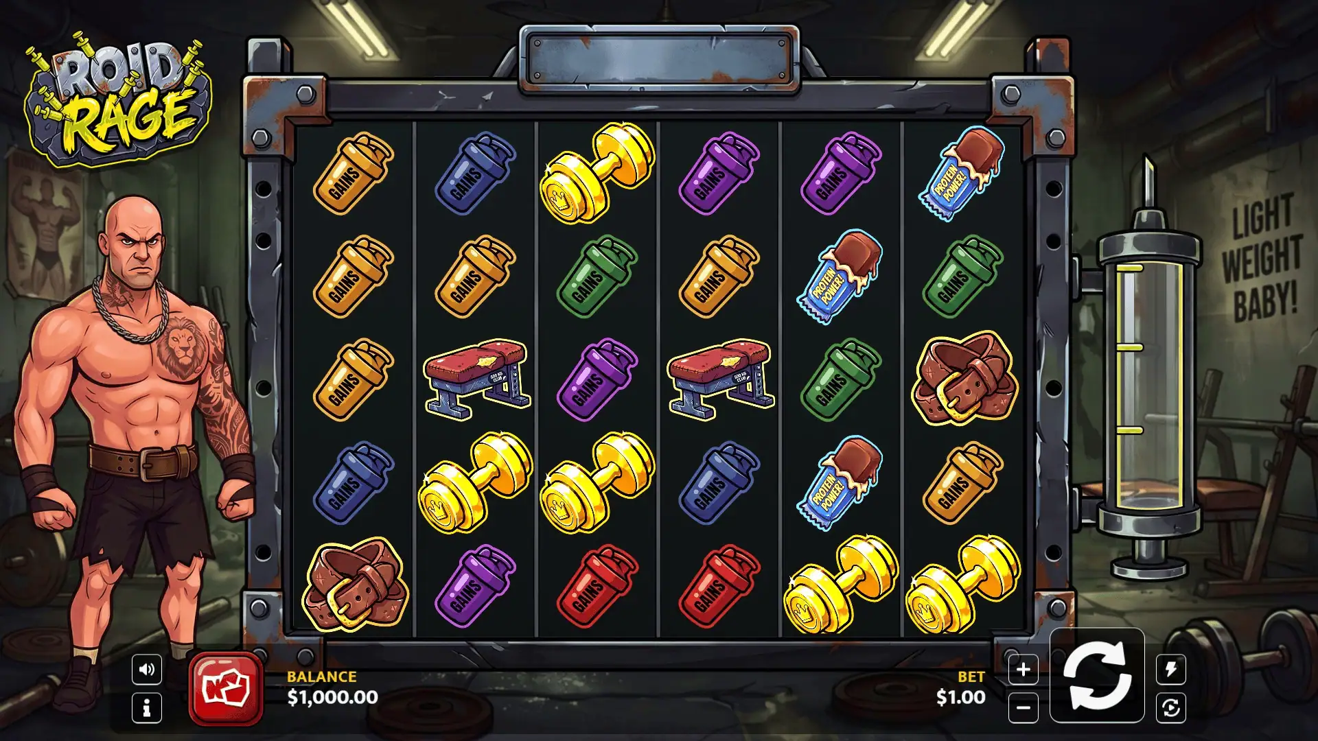 Roid Rage slot gameplay reels