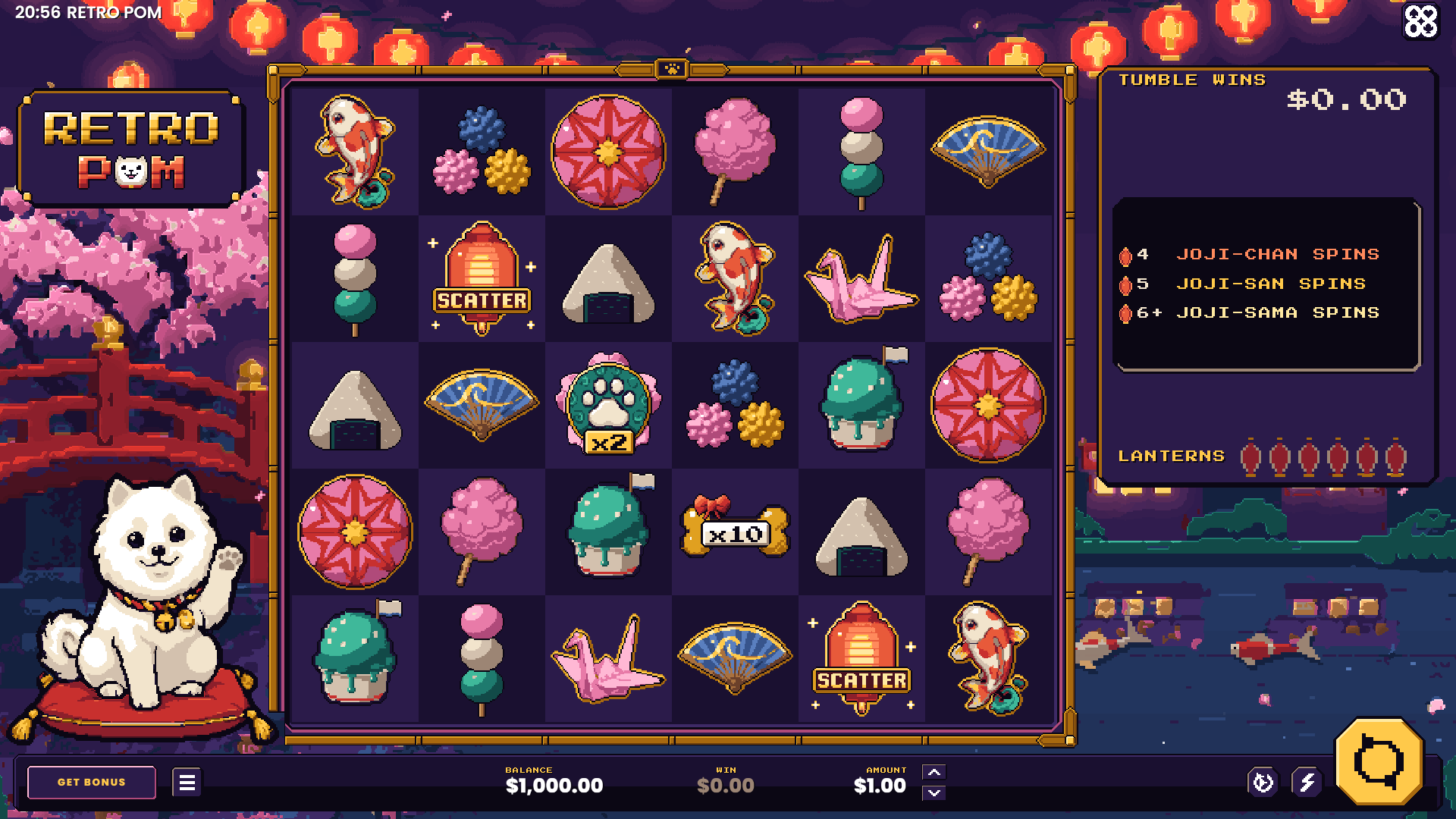 Retro Pom slot gameplay reels