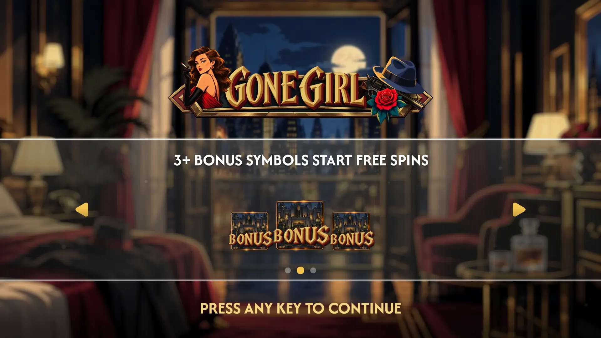 Gone Girl slot intro screen