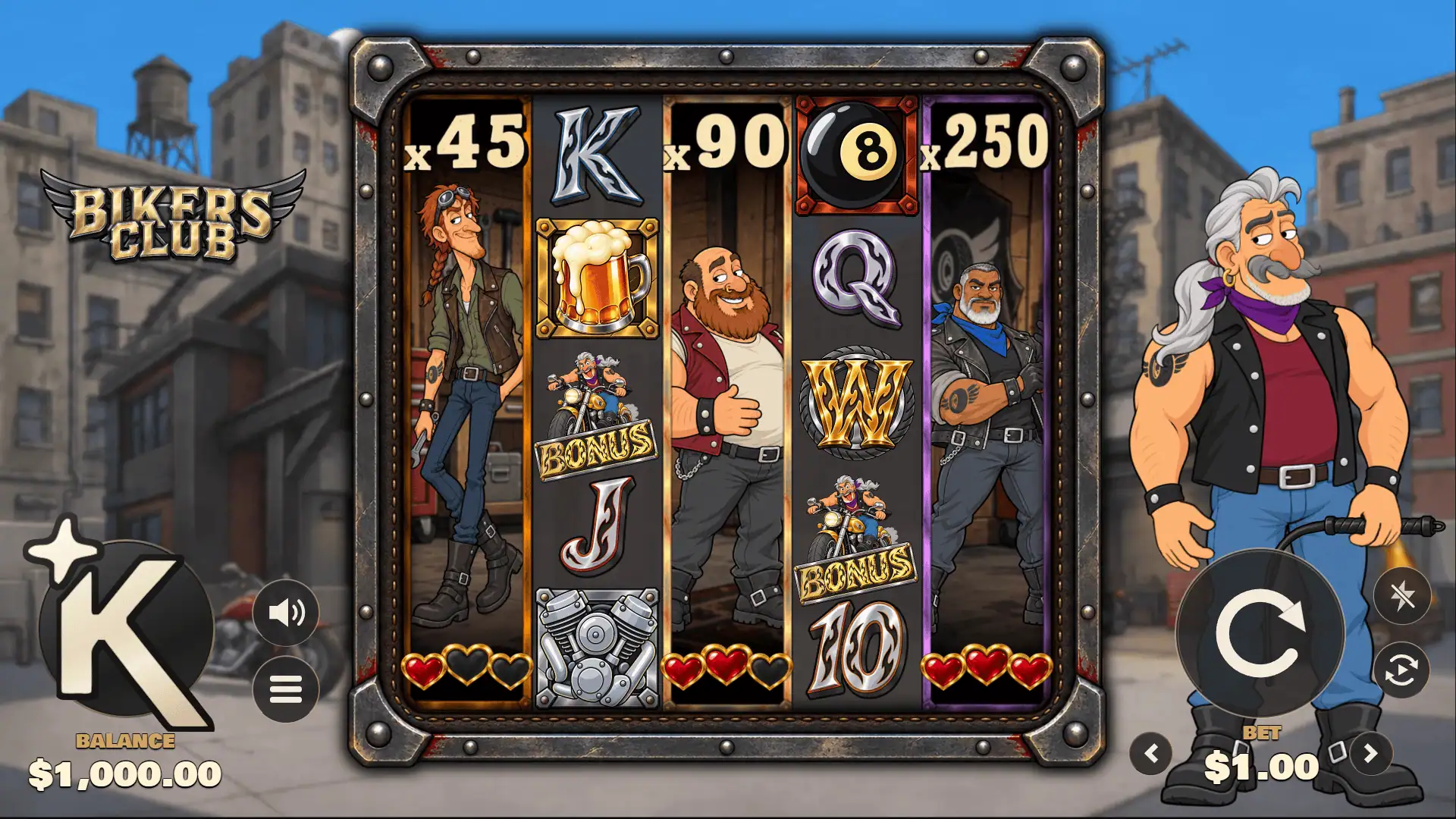 Bikers Club slot gameplay reels