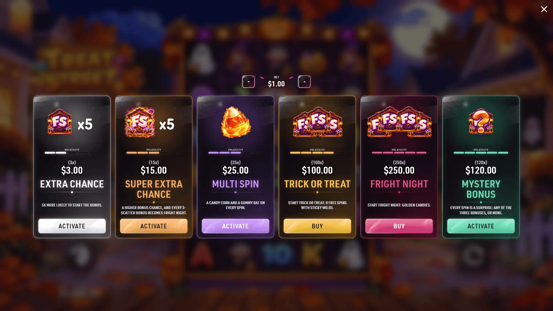 Treat Street bonus buy menu