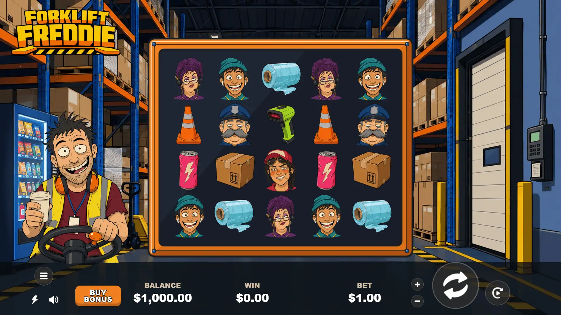 Forklift Freddie slot gameplay reels