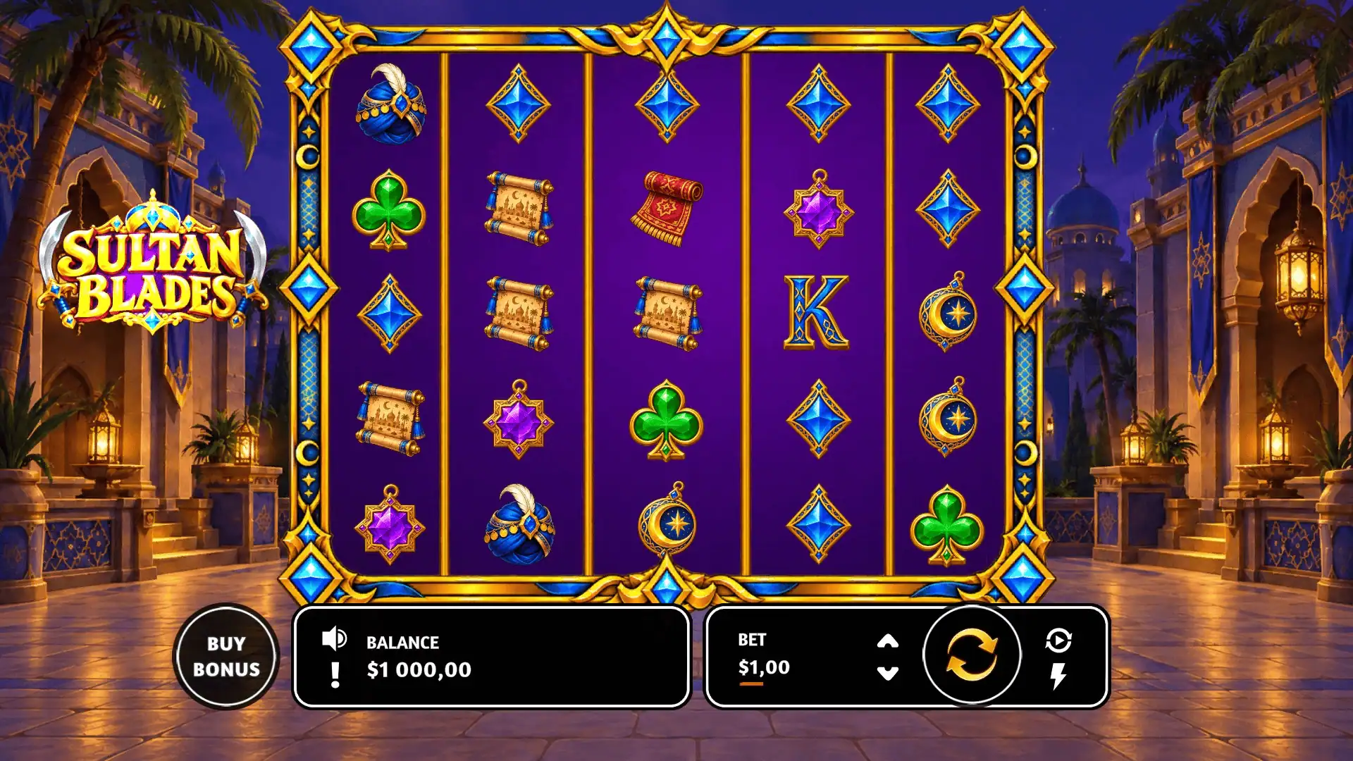 Sultan Blades slot gameplay reels