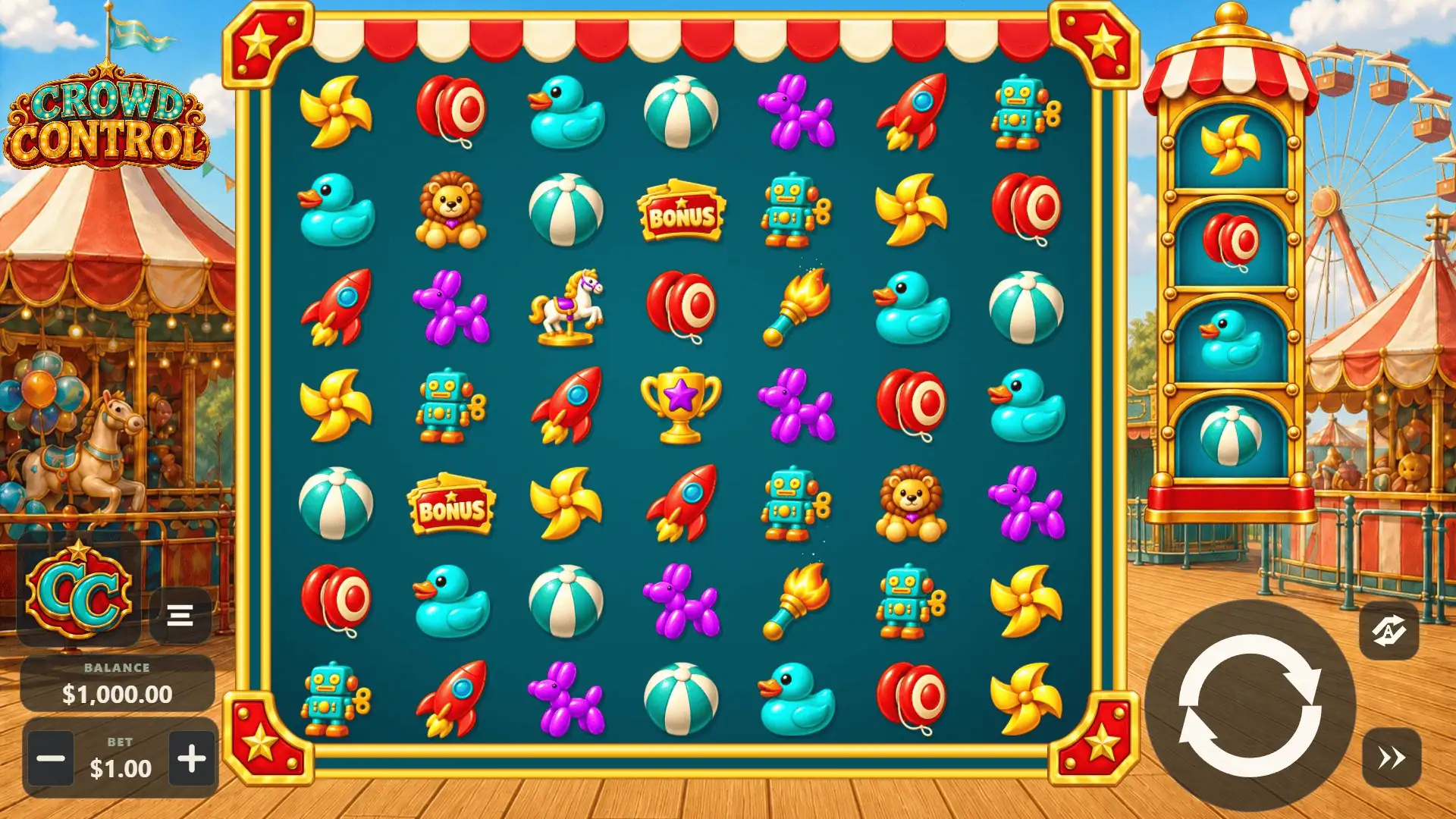 Crowd Control Cluster Pays slot gameplay reels