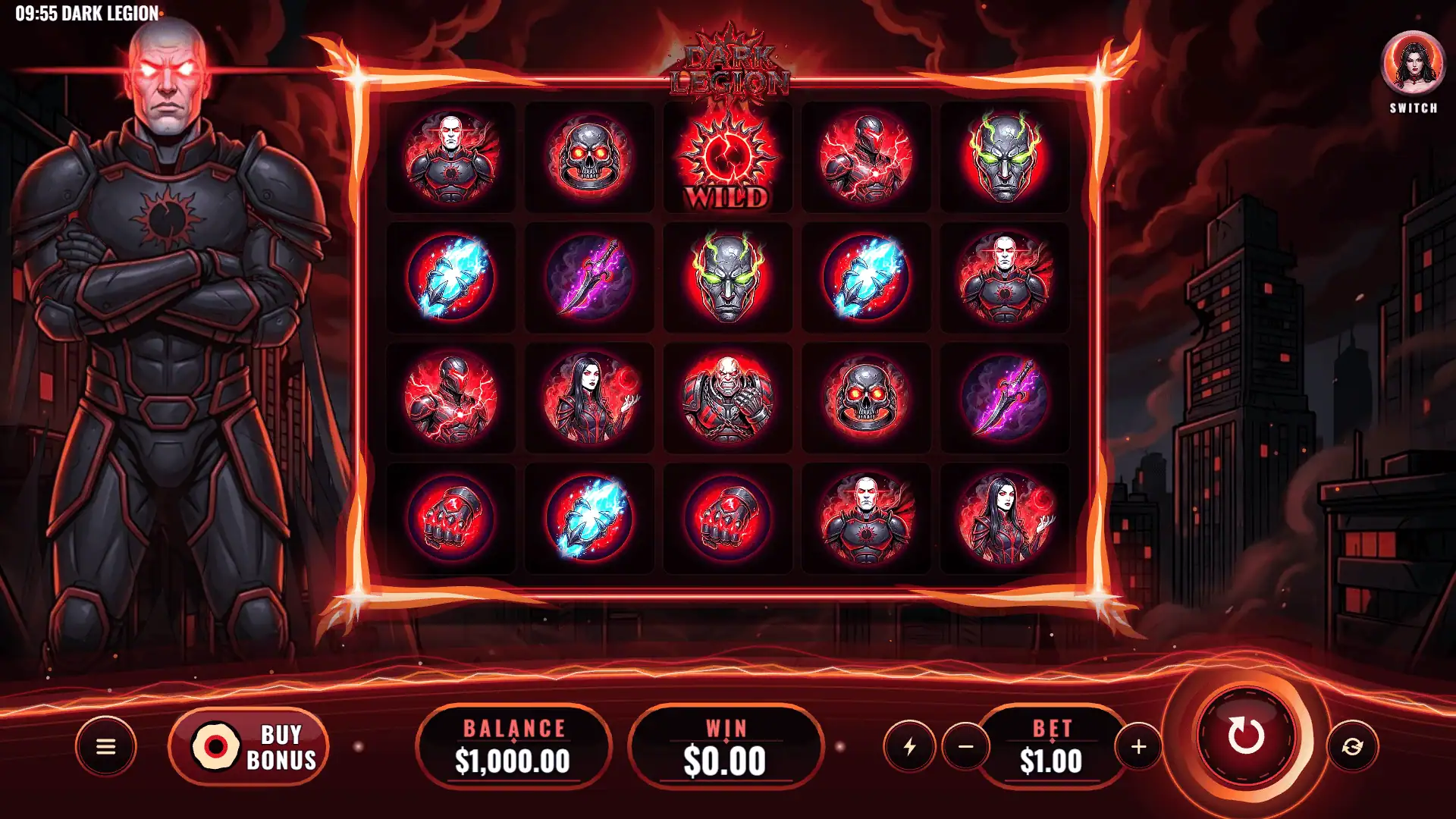 Dark Legion slot gameplay reels