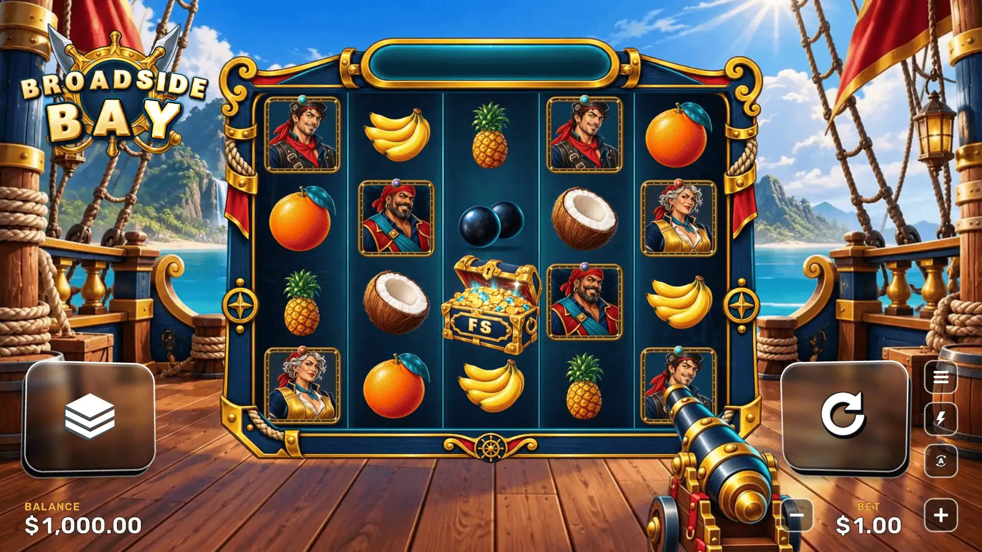 Broadside Bay slot gameplay reels
