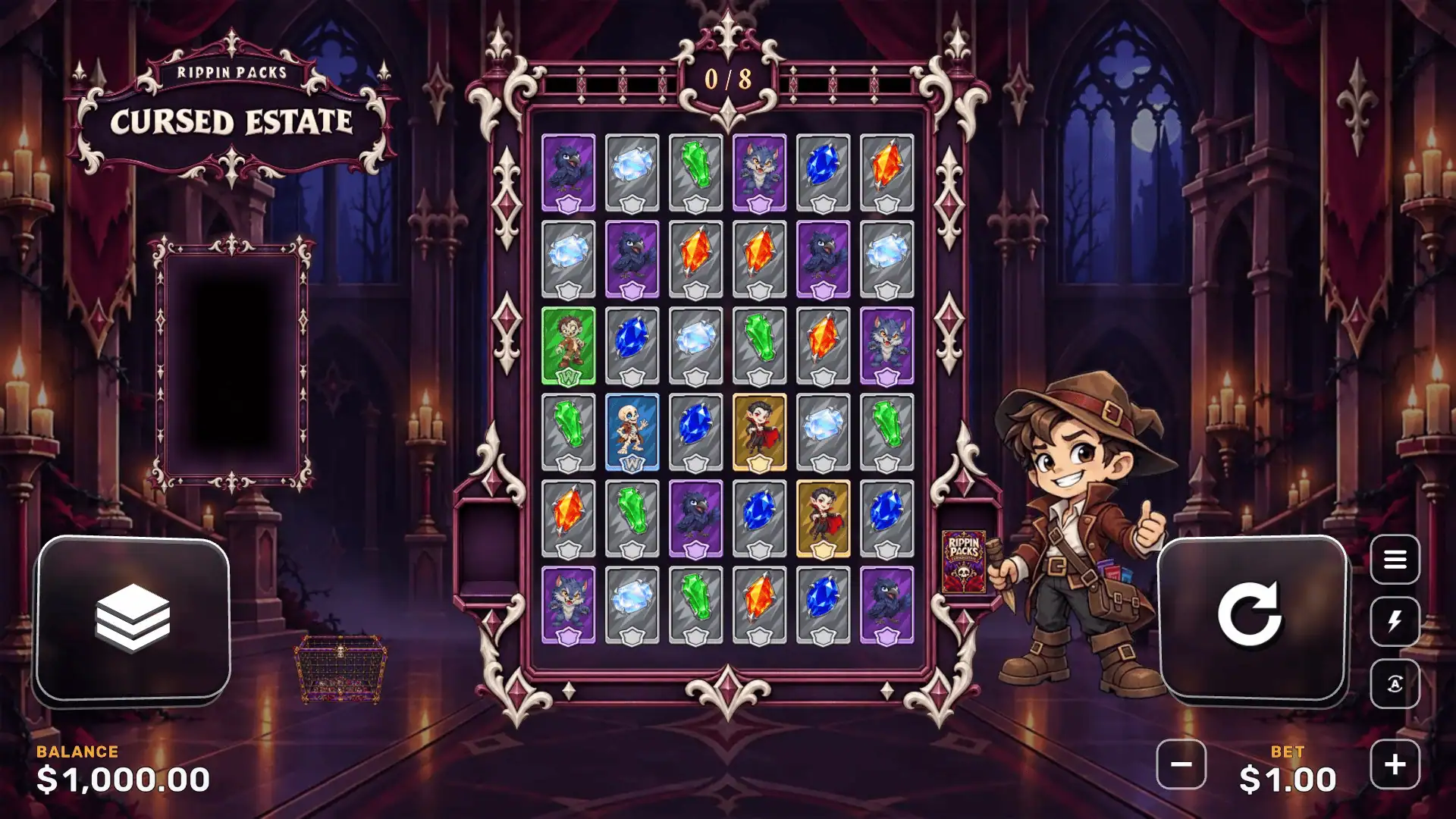 Rippin' Packs: Cursed Estate slot gameplay reels