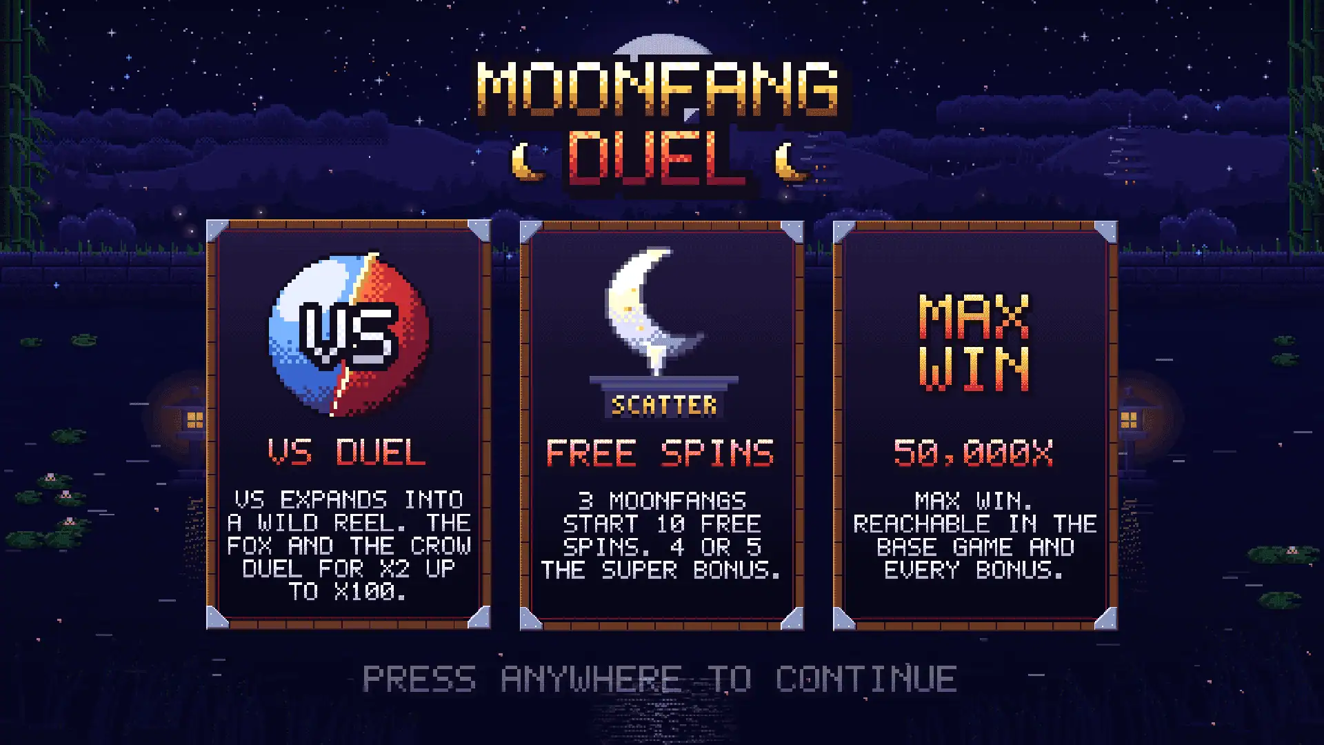 Moonfang Duel slot intro screen