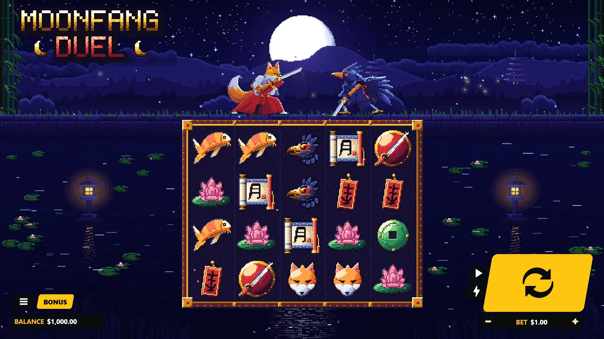 Moonfang Duel slot gameplay reels