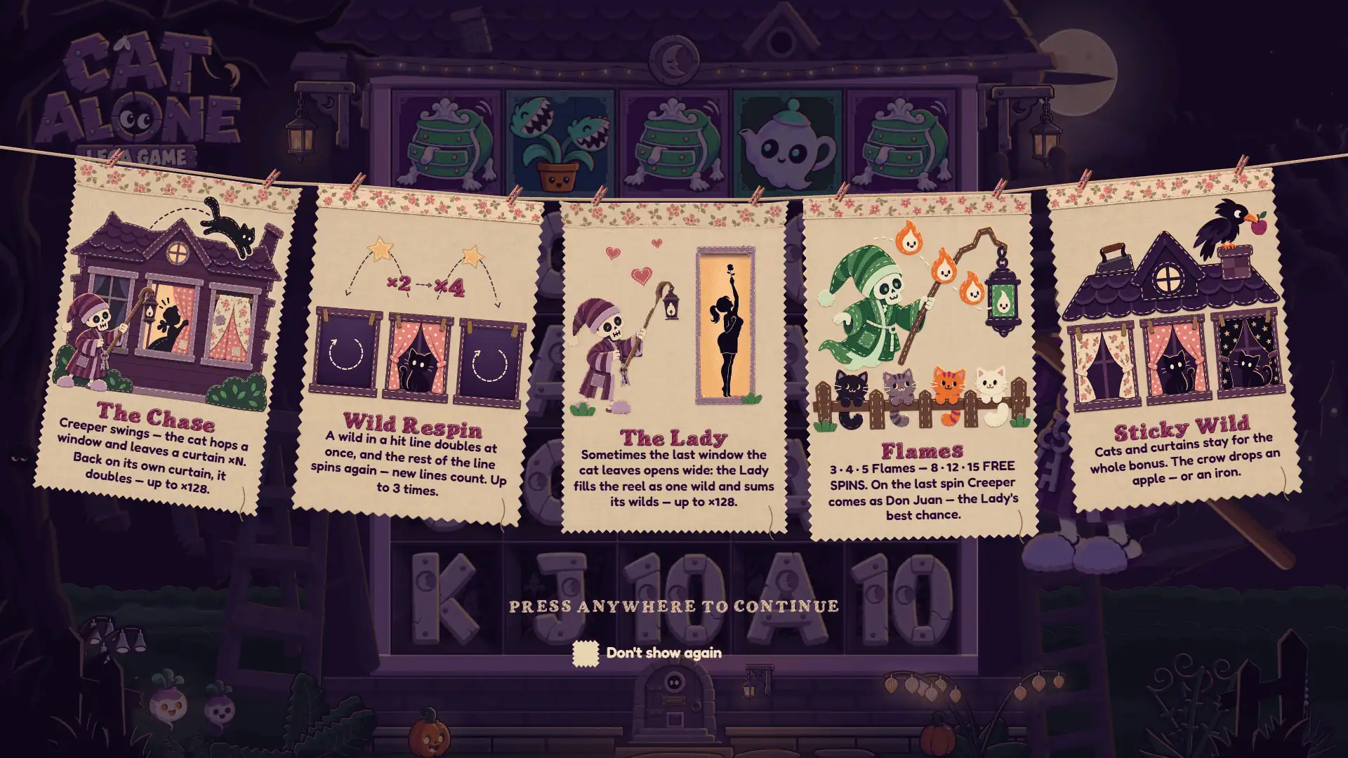 Cat Alone slot intro screen