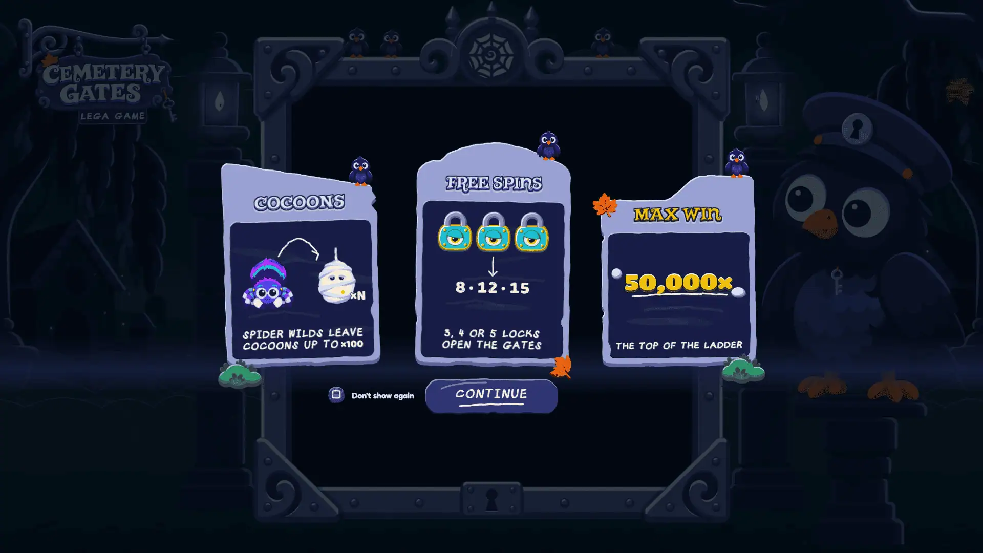 Cemetery Gates slot intro screen
