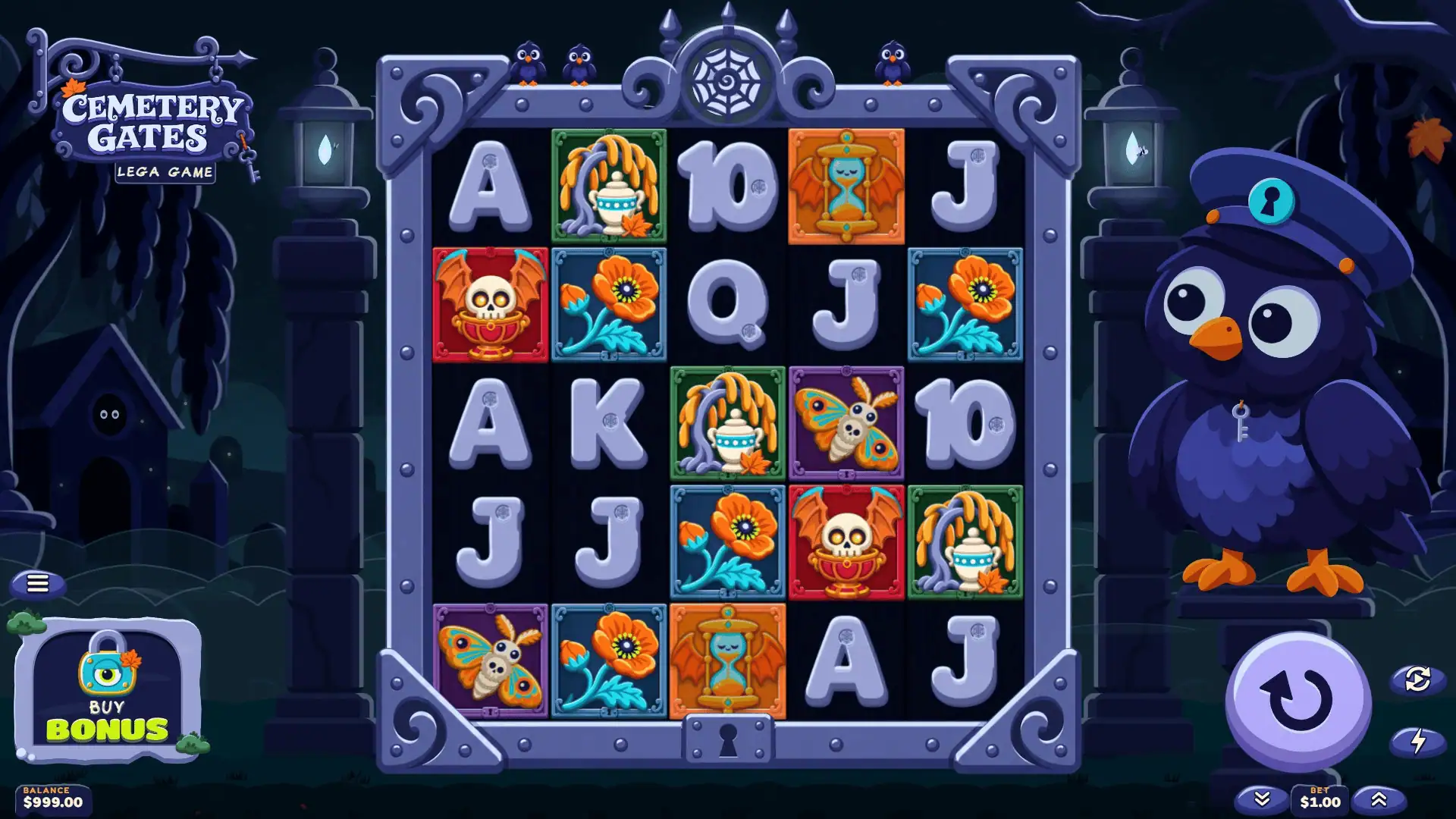 Cemetery Gates slot gameplay reels