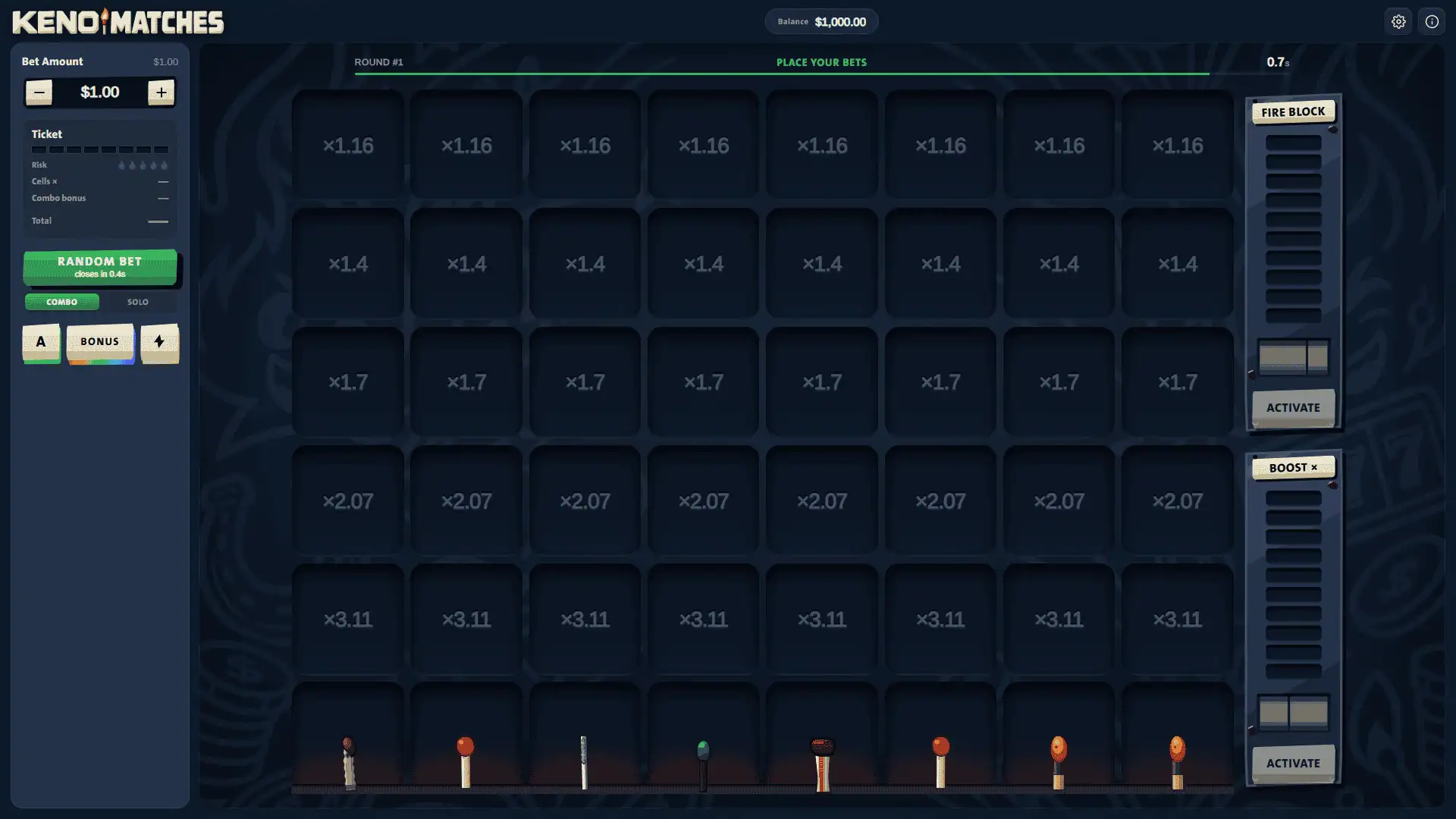 Keno Matches slot gameplay reels