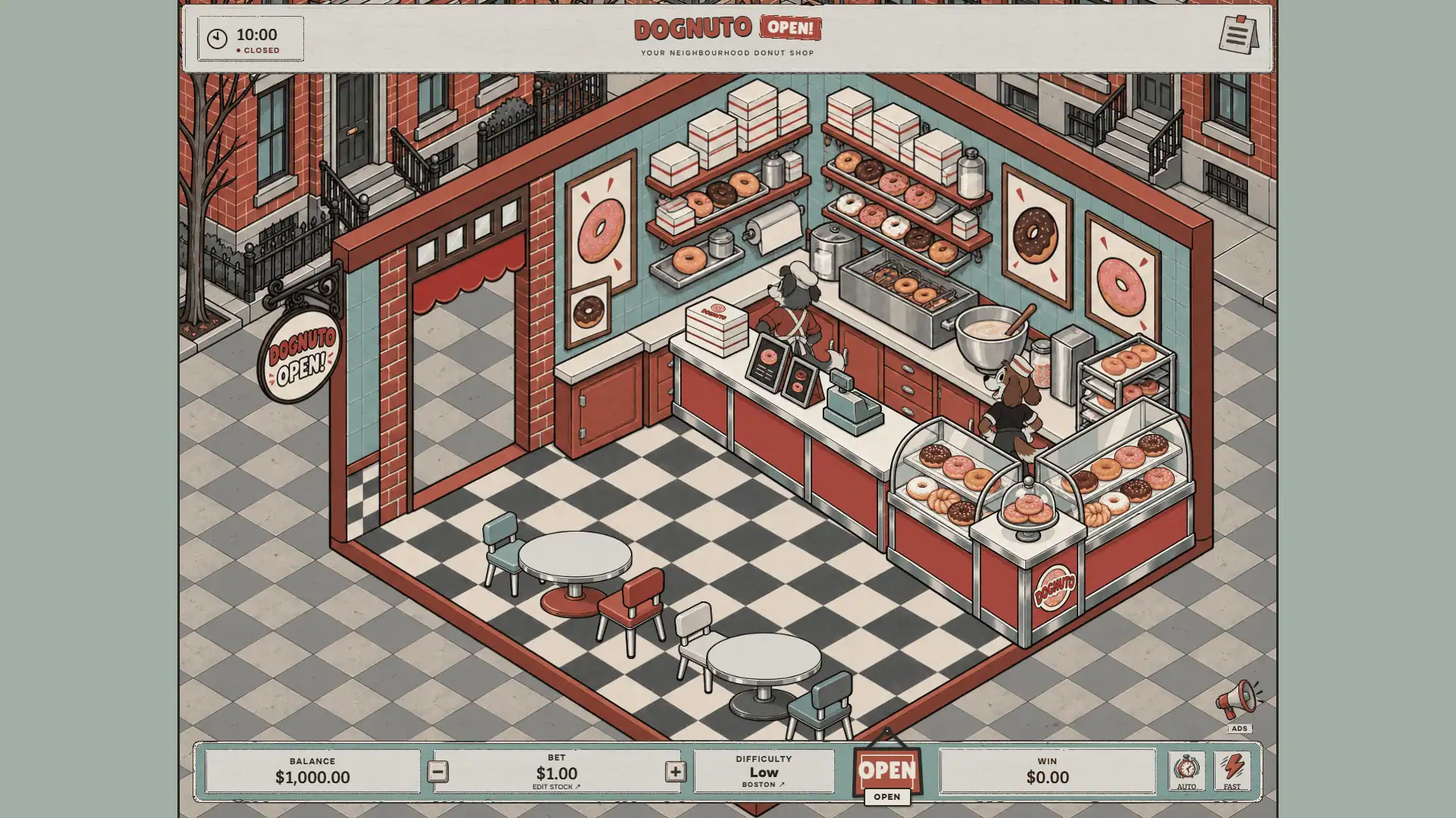 Dognuto OPEN! donut shop on a business day