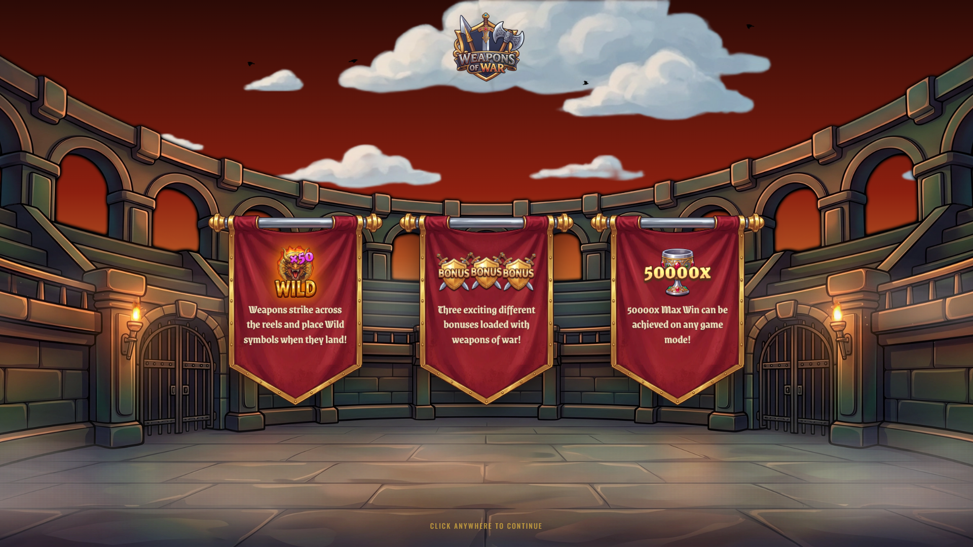 Weapons of War slot intro screen